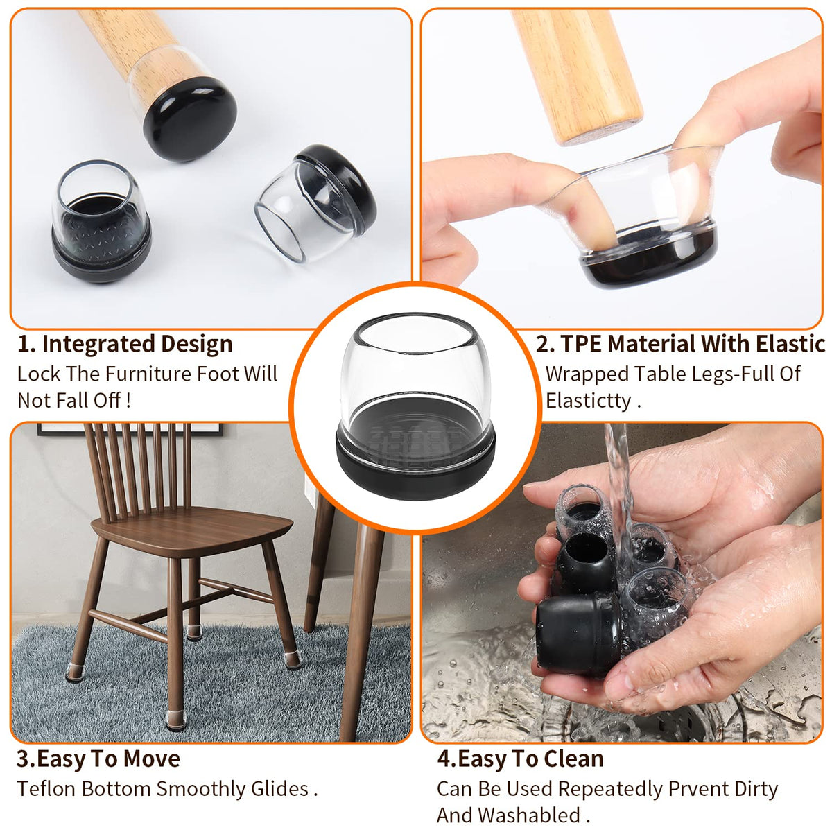 Chair Leg Sliders for Carpet (24 Count)