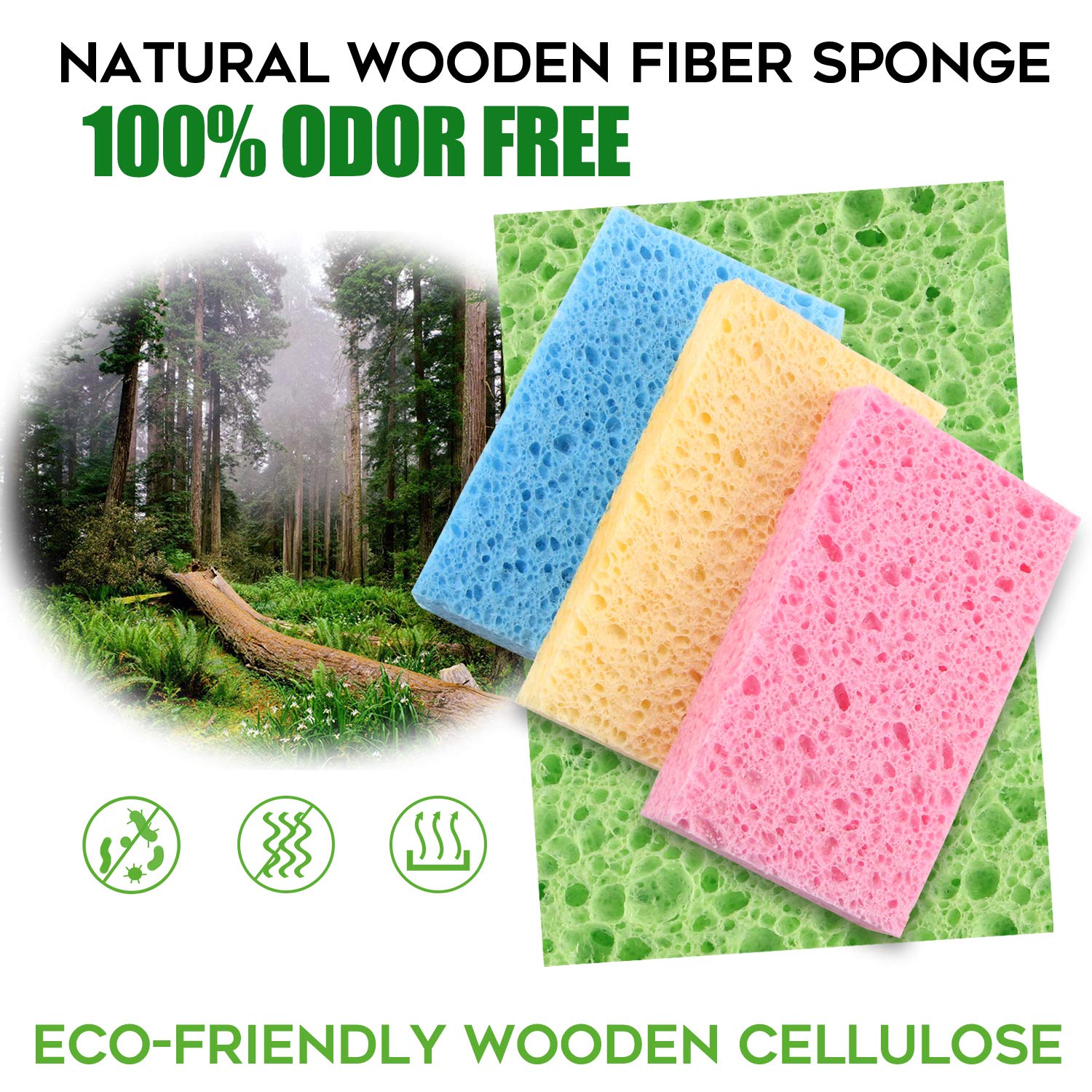 Compressed Cellulose Kitchen Sponges 12Pack (12 Count)