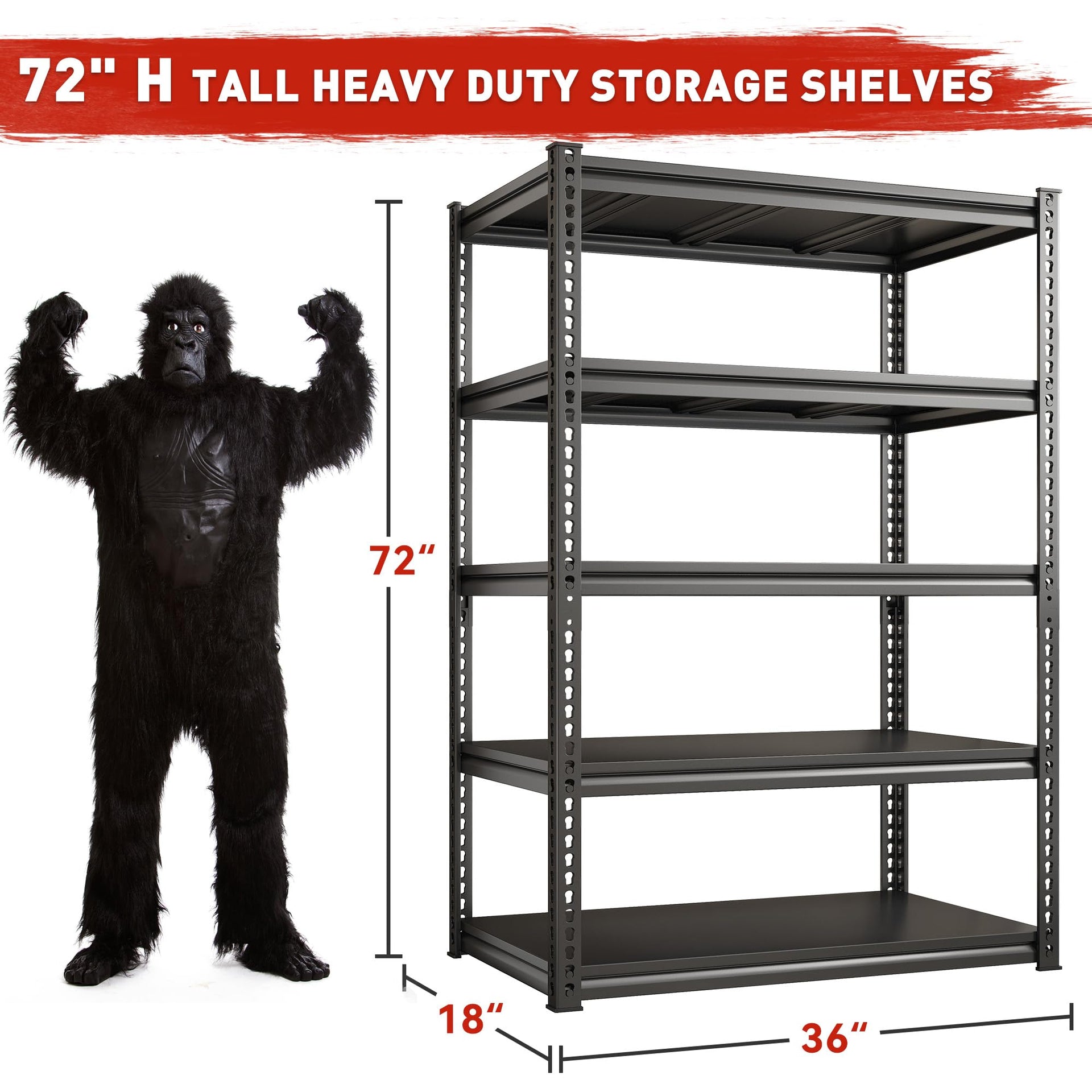 72" H Garage Shelving Load 2500Lbs for Homeowners and Commercial Use (4 Count)
