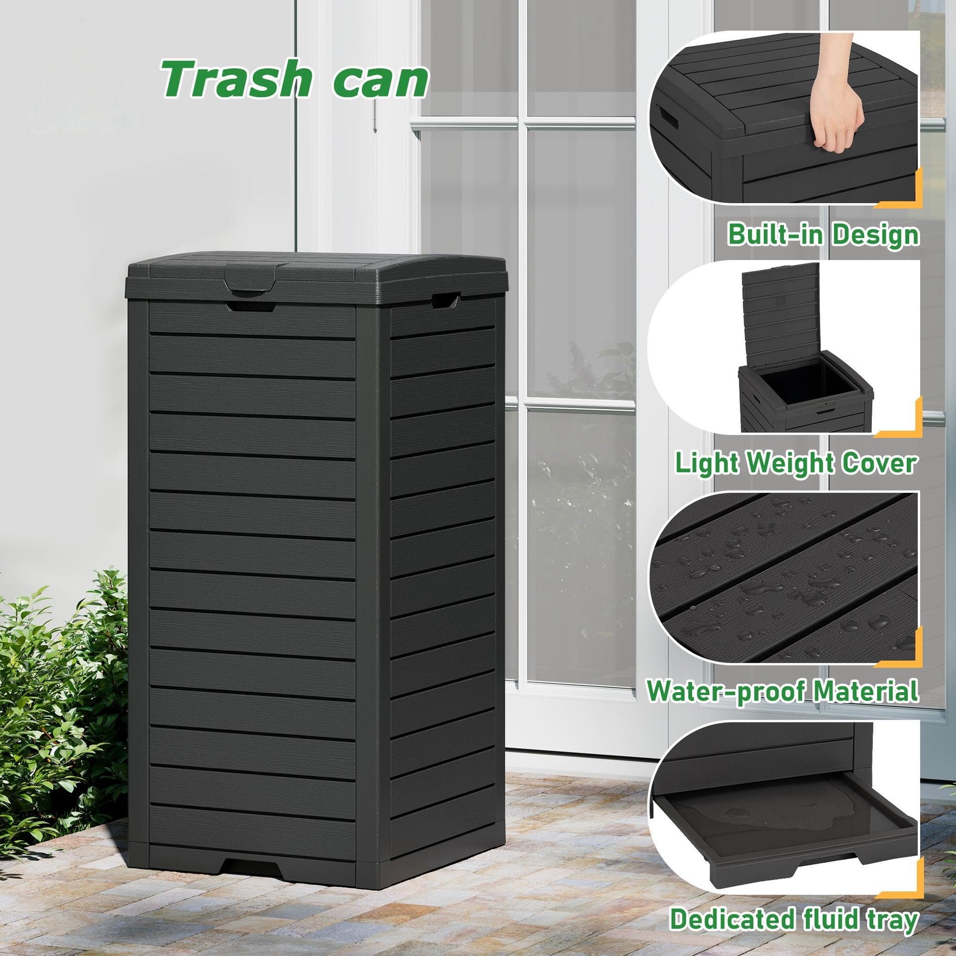 31 Gal Outdoor Trash Can with Lid