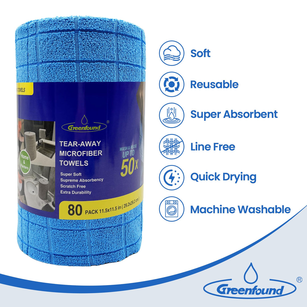 Microfiber Cleaning Cloth Roll (80 Count)