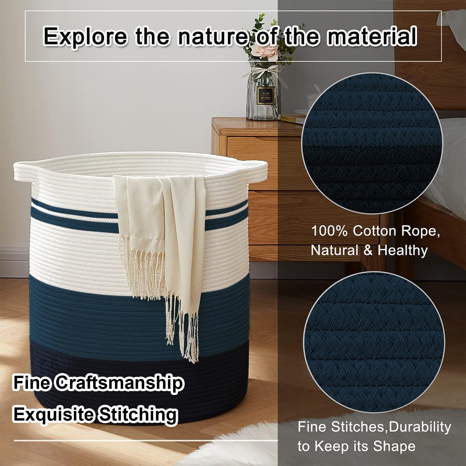 80L Laundry Baskets Hamper with Handles