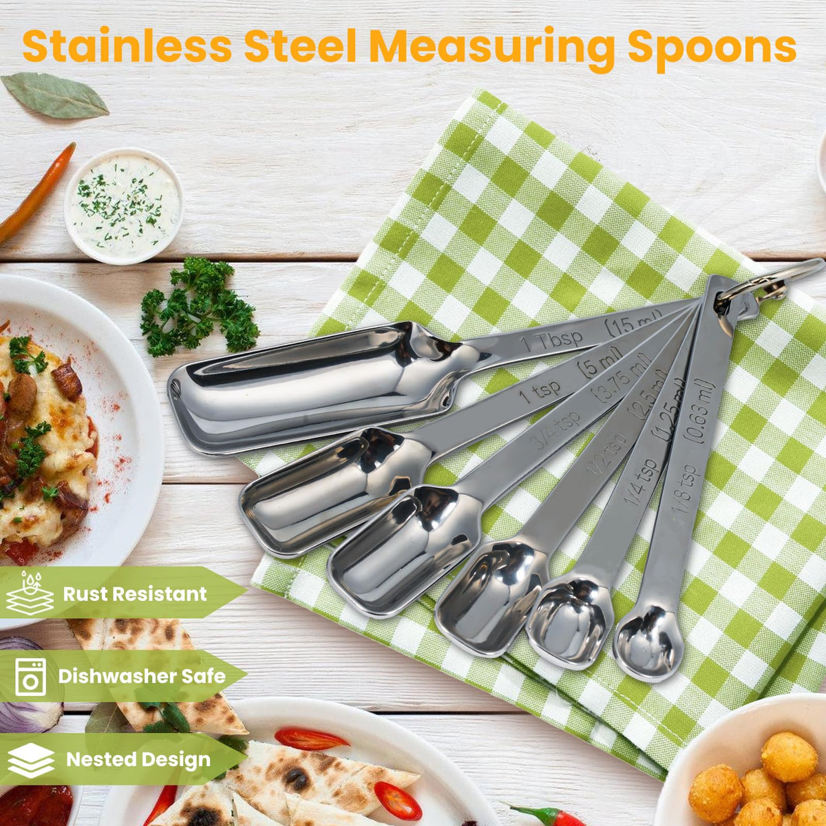 Stainless Steel Measuring Spoons Set of 6 (6 Count)