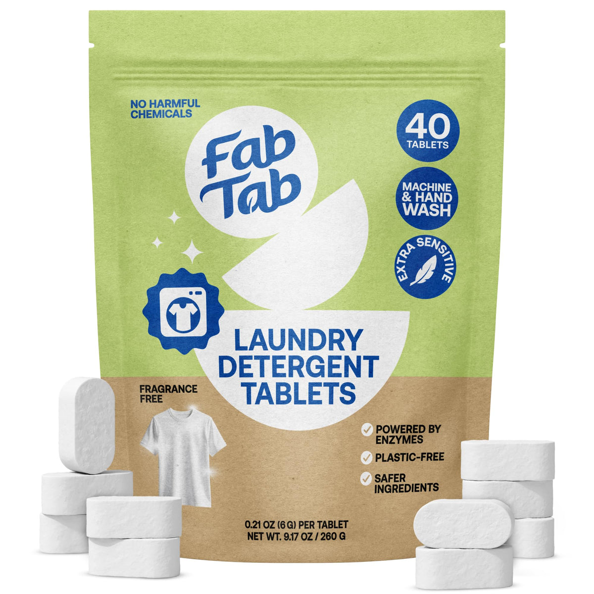 Plastic Free Laundry Detergent Tablets (40 Count)