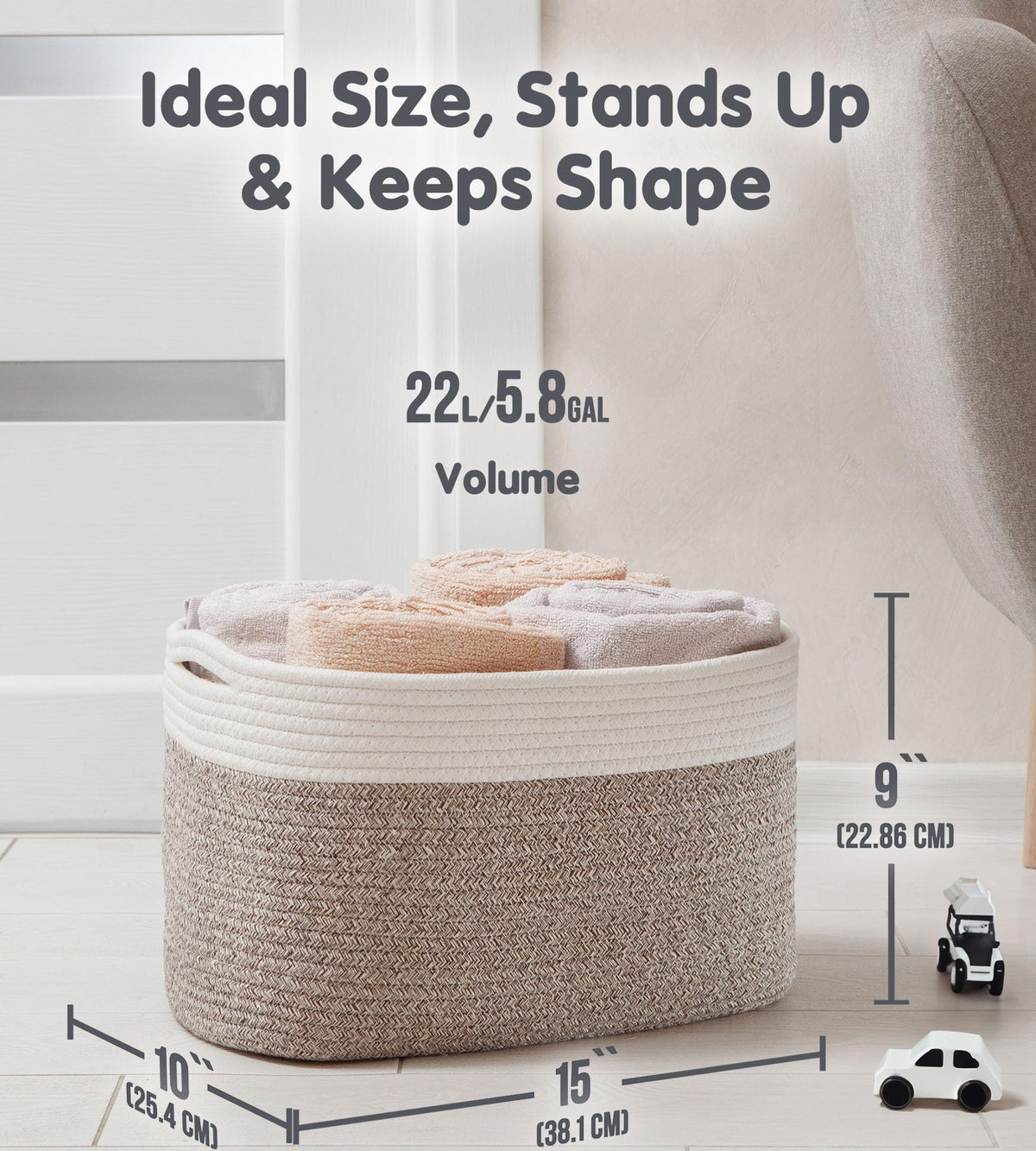 Cotton Rope Baskets for Organizing (3 Count)