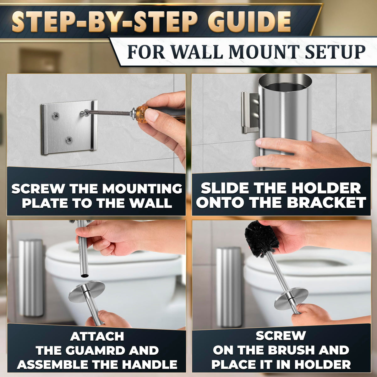 Wall Mounted Toilet Brush and Holder Set
