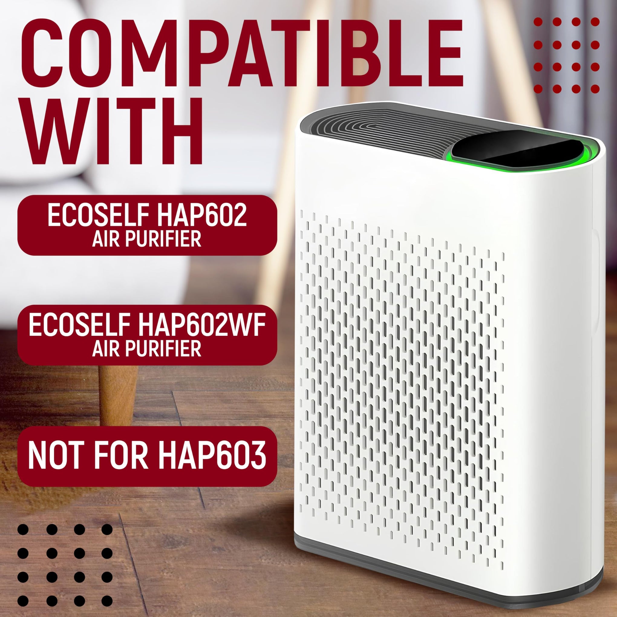 2 Pack HAP602 Replacement Filters Compatible with ECOSELF HAP602 (2 Count)
