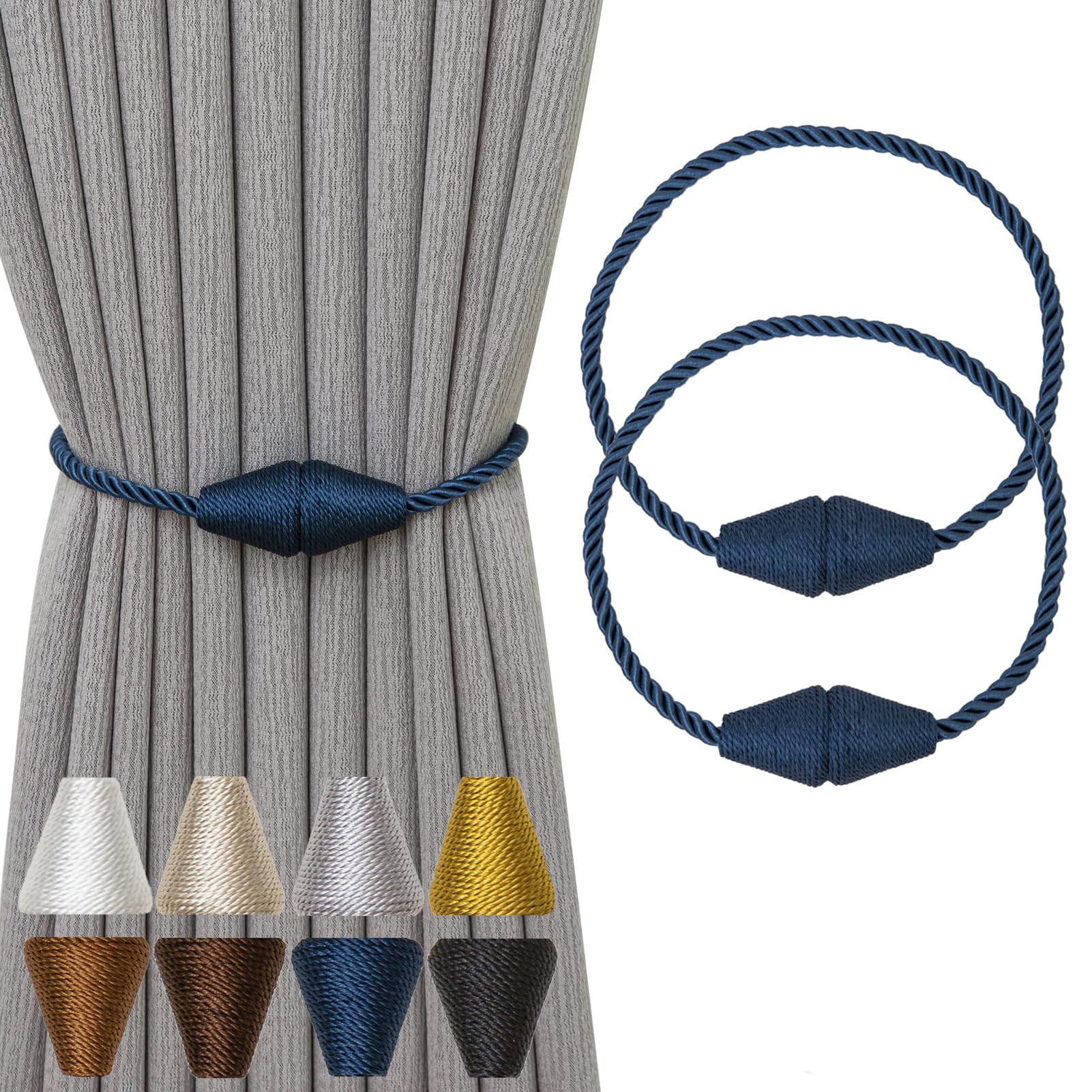 Magnetic Curtain Tiebacks 2 Pack Outdoor Rope Curtain Tie Backs Decorative Window Treatment Holdbacks for Home Decorative Curtain