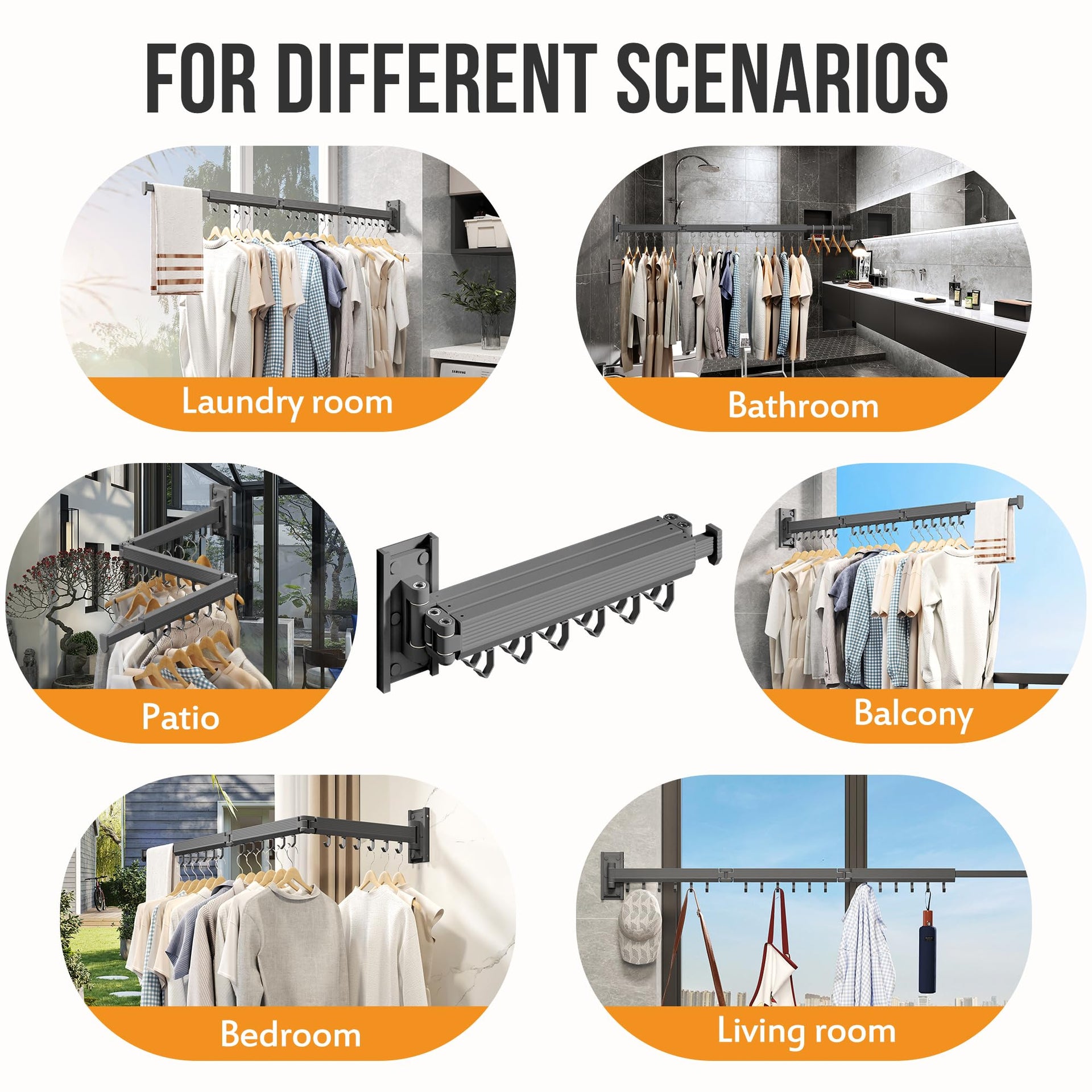 Grey Wall Mounted Clothes Drying Rack