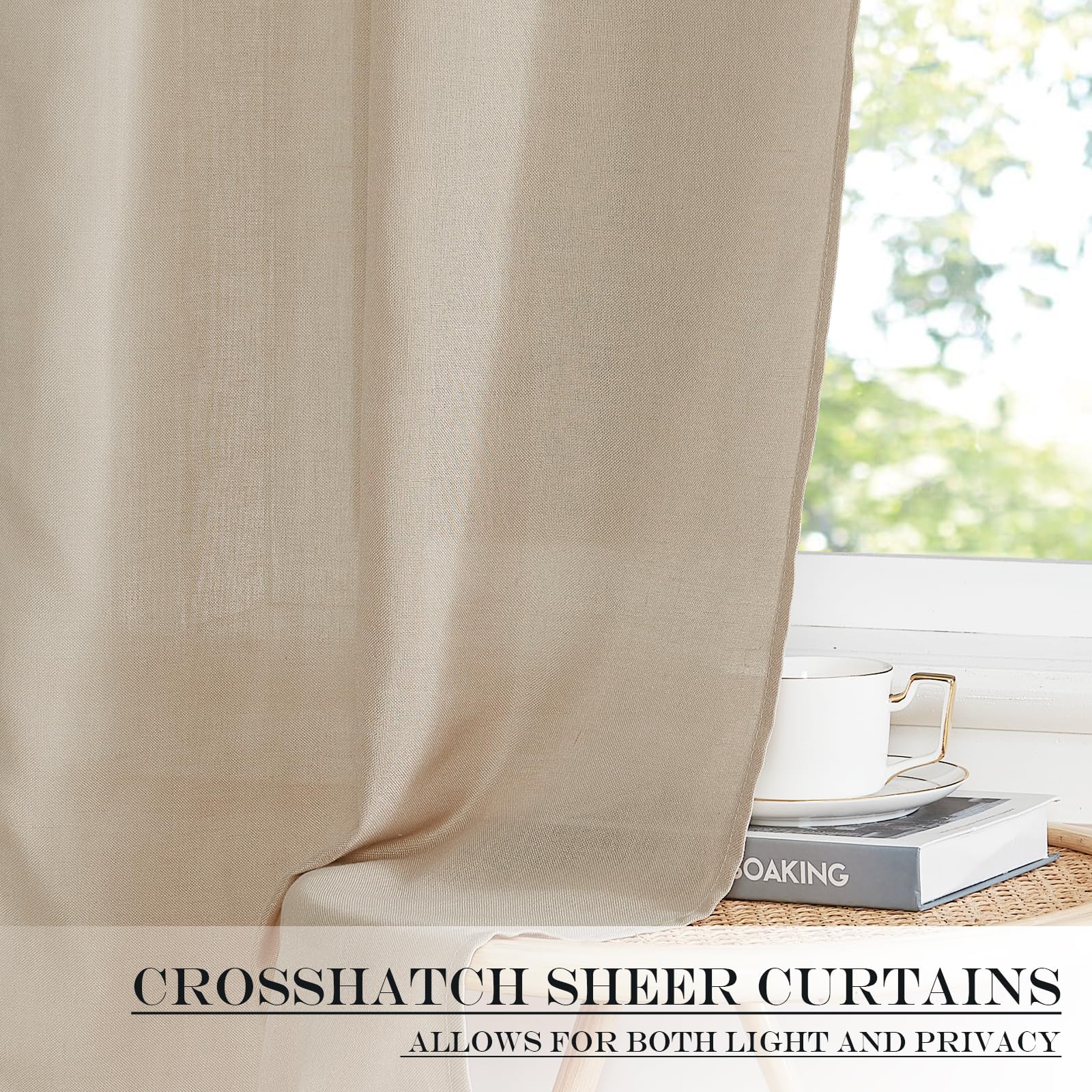 Anogra Linen Door Curtains 50 inch Length 1 Panel