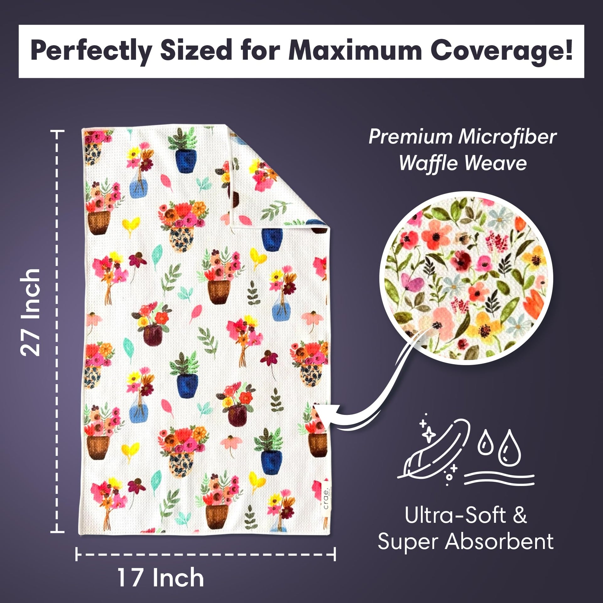Double Sided Microfiber Hand Towels (2 Count)