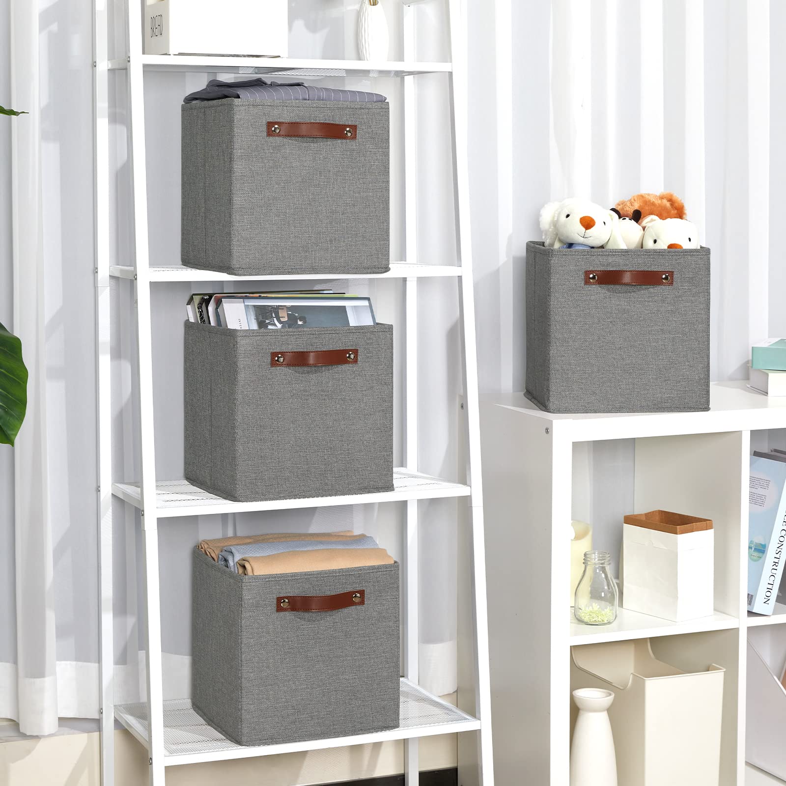 11 Inch Cube Storage Bins 4PCs Fabric Storage Cubes Storage Baskets Organizer with Handles