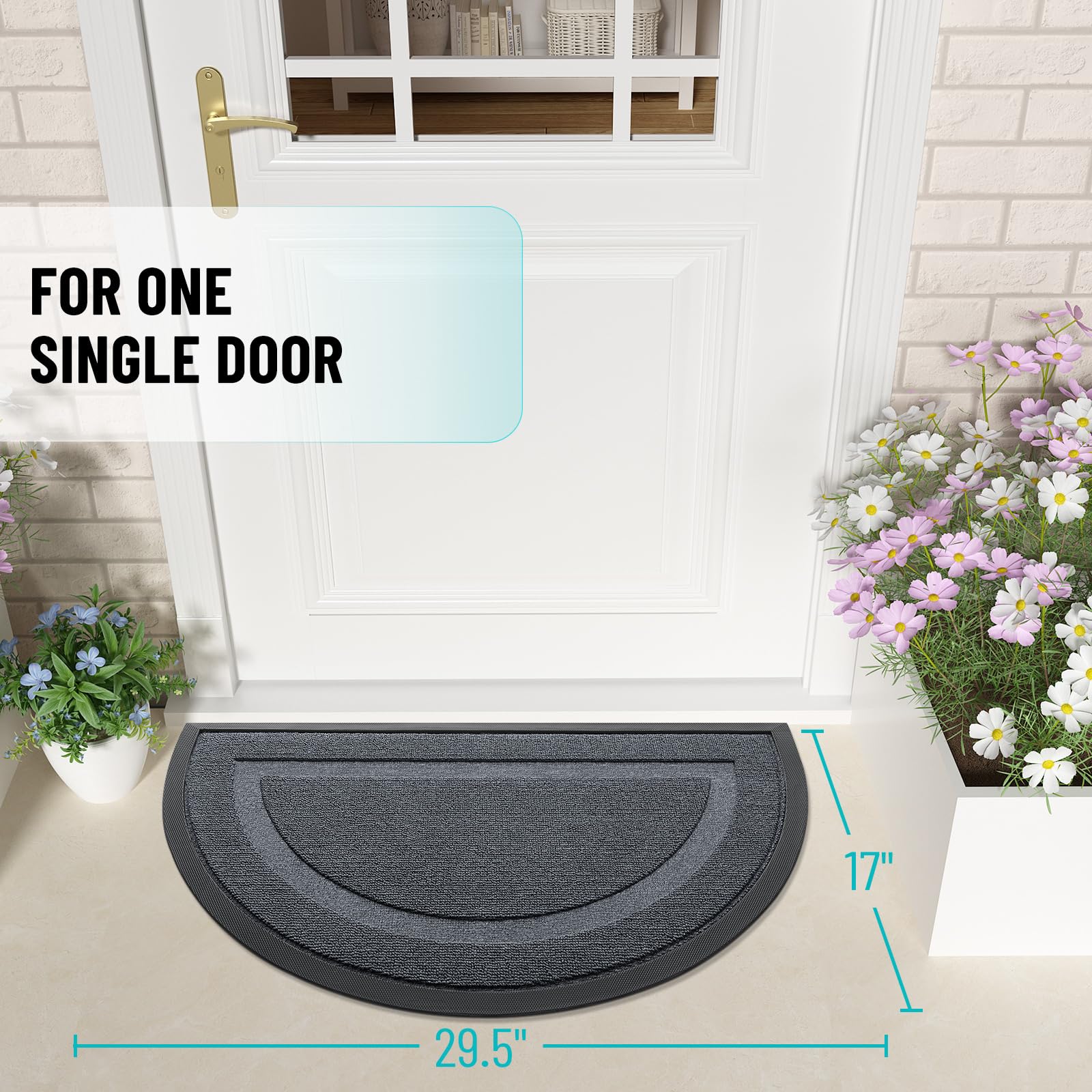 Half Circle Front Door Mat Outside 29.5x17 All