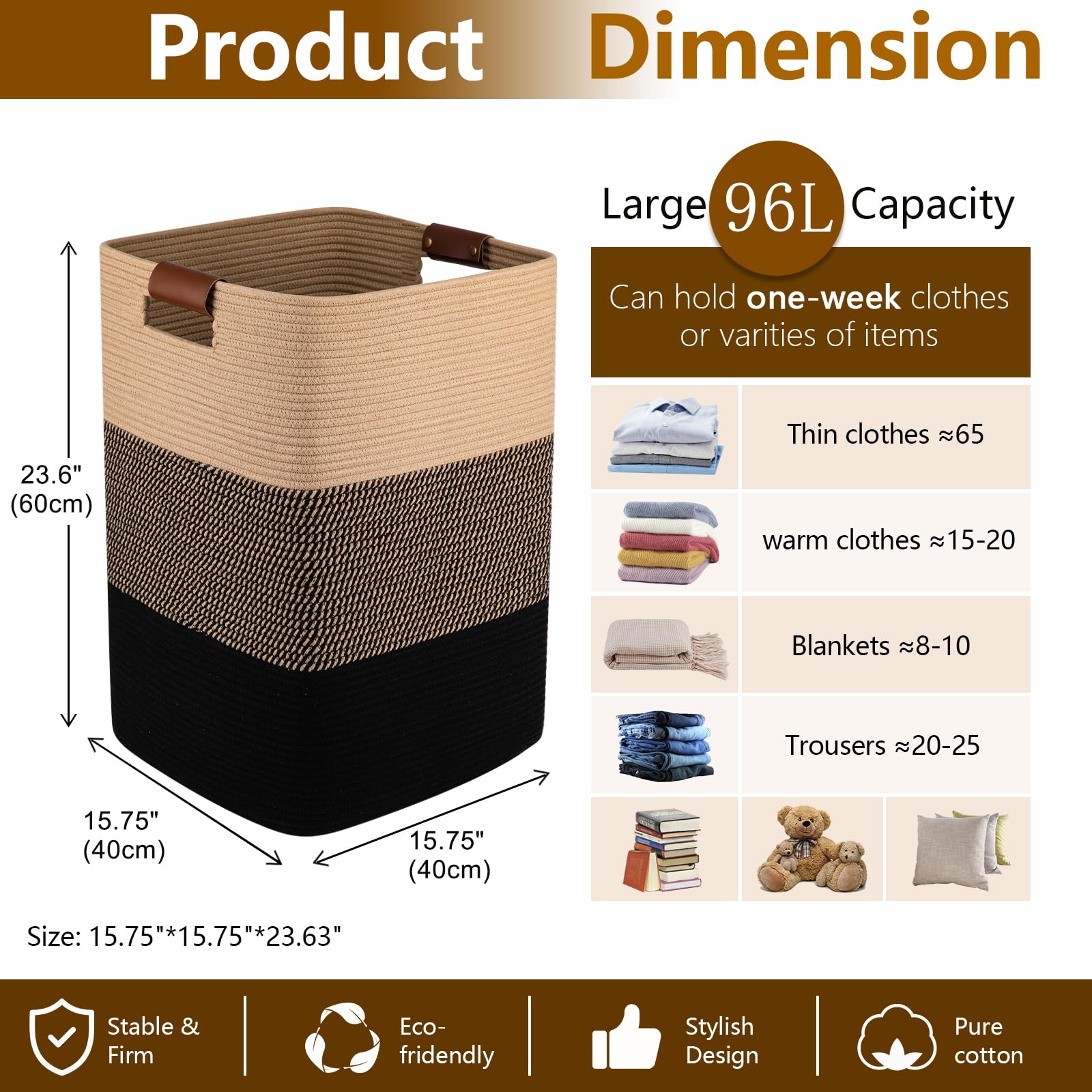 Laundry Hamper 96L Extra Large Laundry Basket