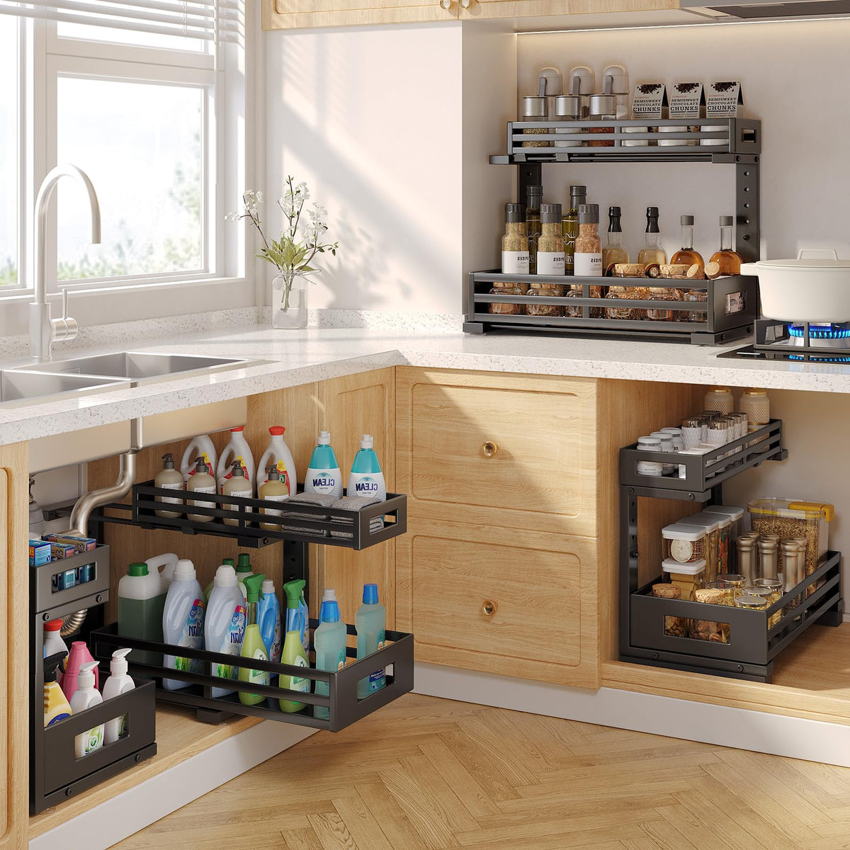 2 Pack 17"Deep Under Sink Organizer And Storage (2 Count)