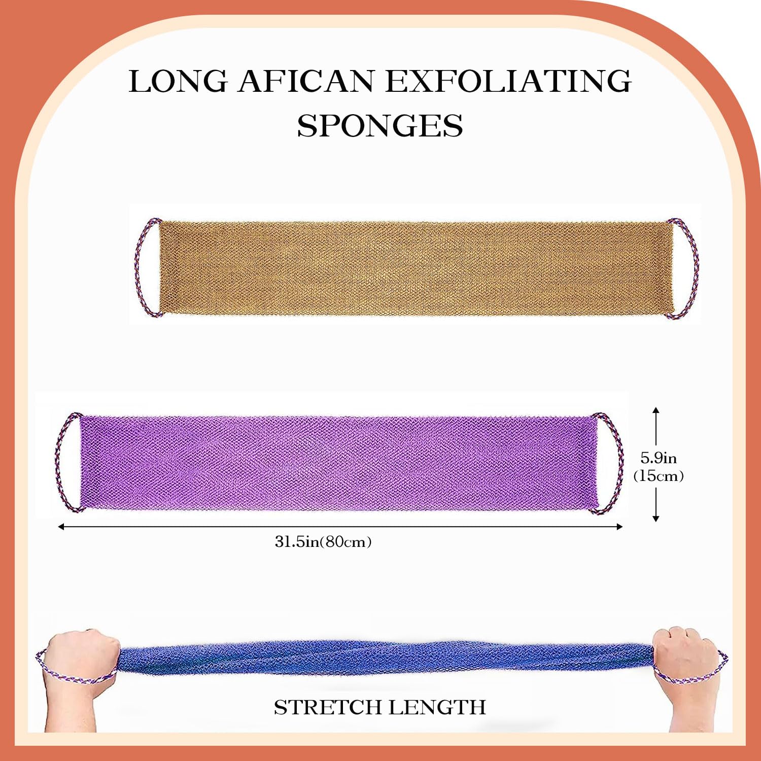 5 Pieces African Net Sponge with Handles Long African Exfoliating Net Washcloth Bath Sponge Net Cloth Wash Net Body Back Scrubber for Shower Loofah (5 Count)