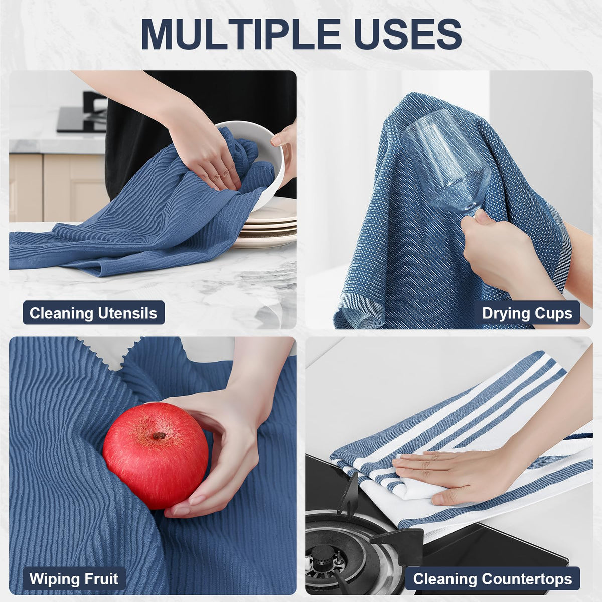 Cotton 380 GSM Premium Kitchen Towels (6 Count)