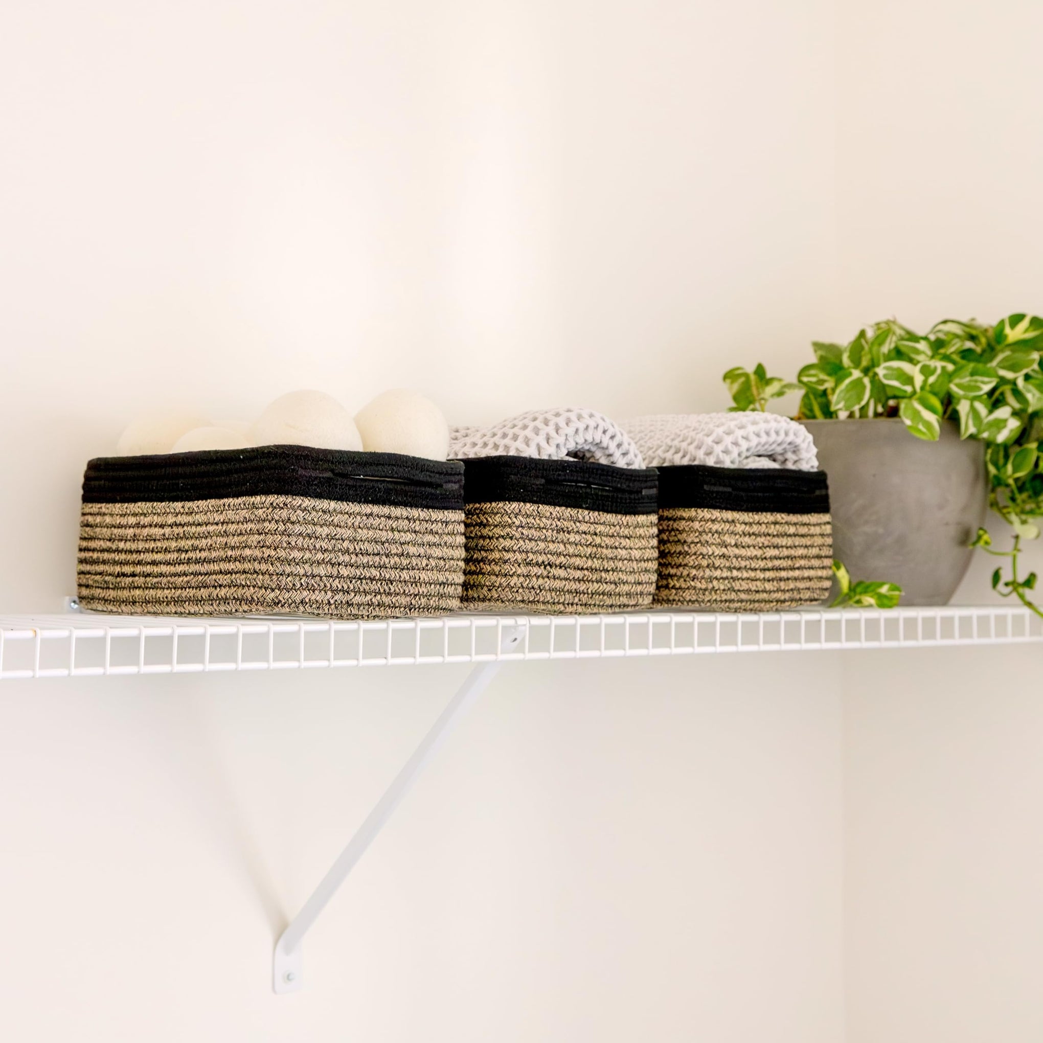 11.8"x8"x4.5” Rectangle Storage Baskets for Shelves 3 Pack (3 Count)