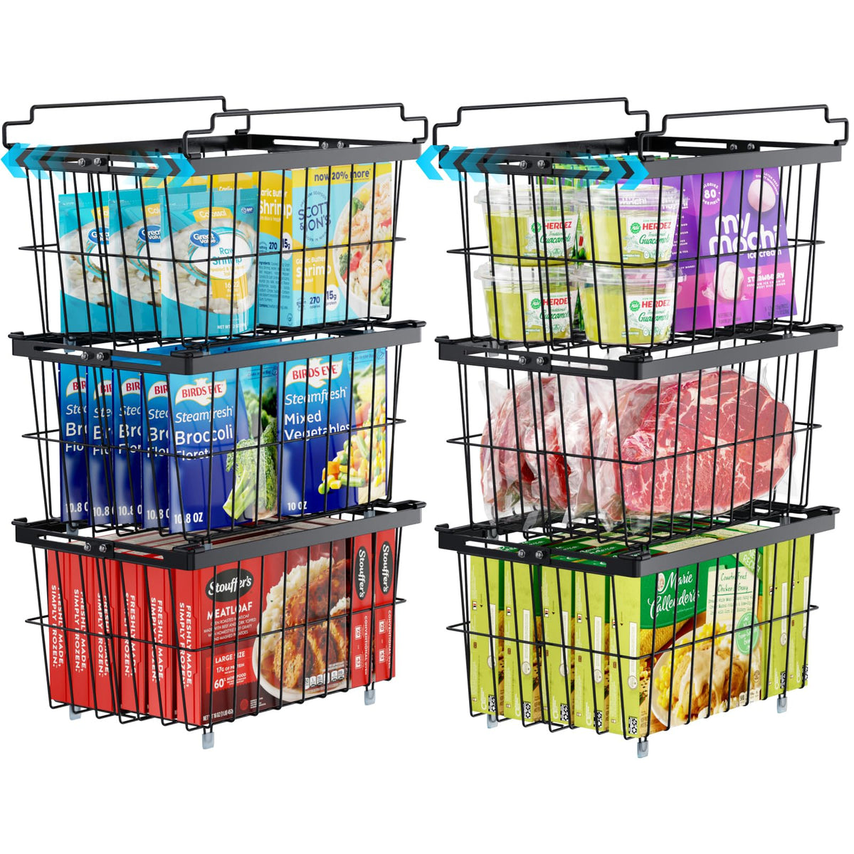 Deep Freezer Organizer Bins (6 Count)