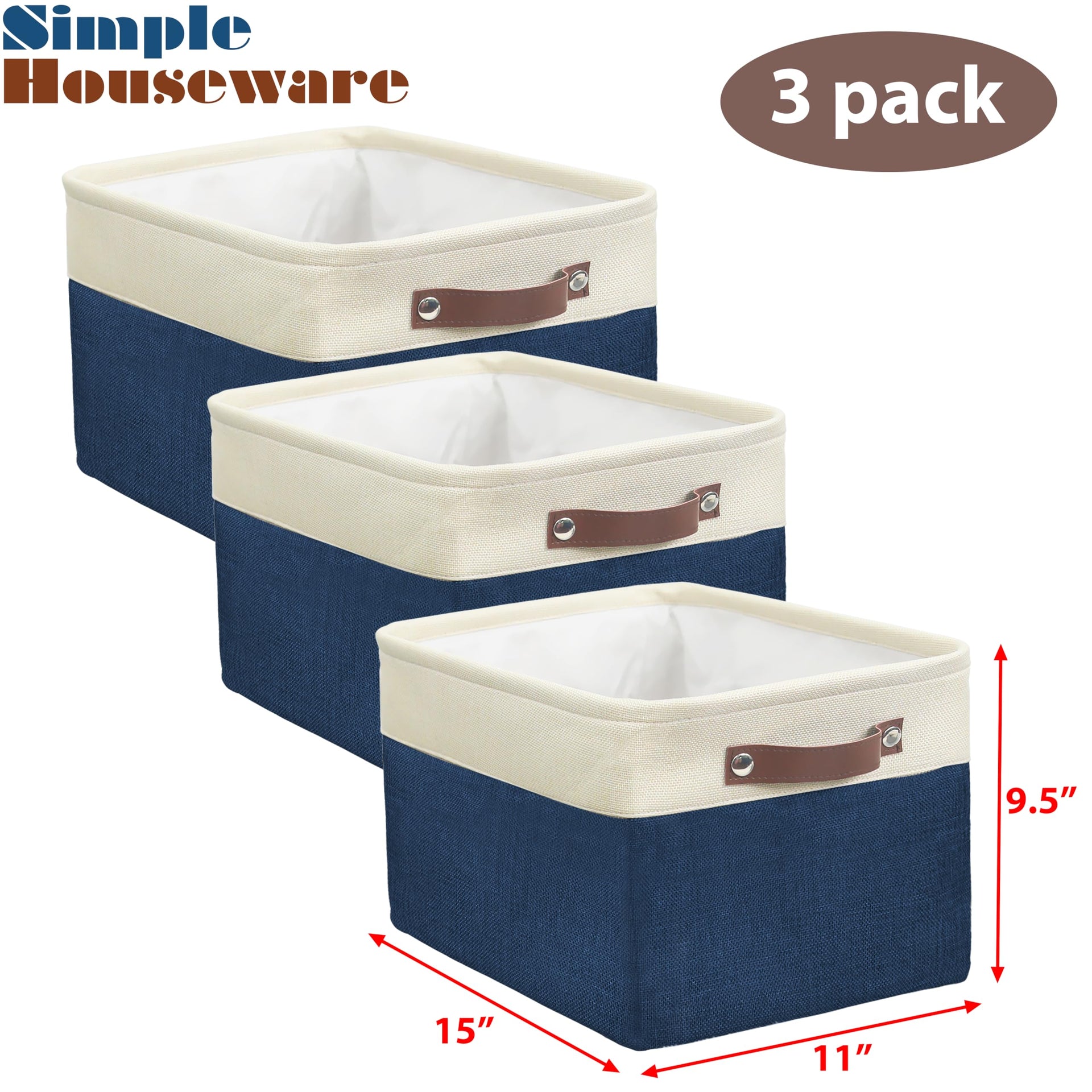 15" x 11" Large Fabric Storage Bin (3 Count)