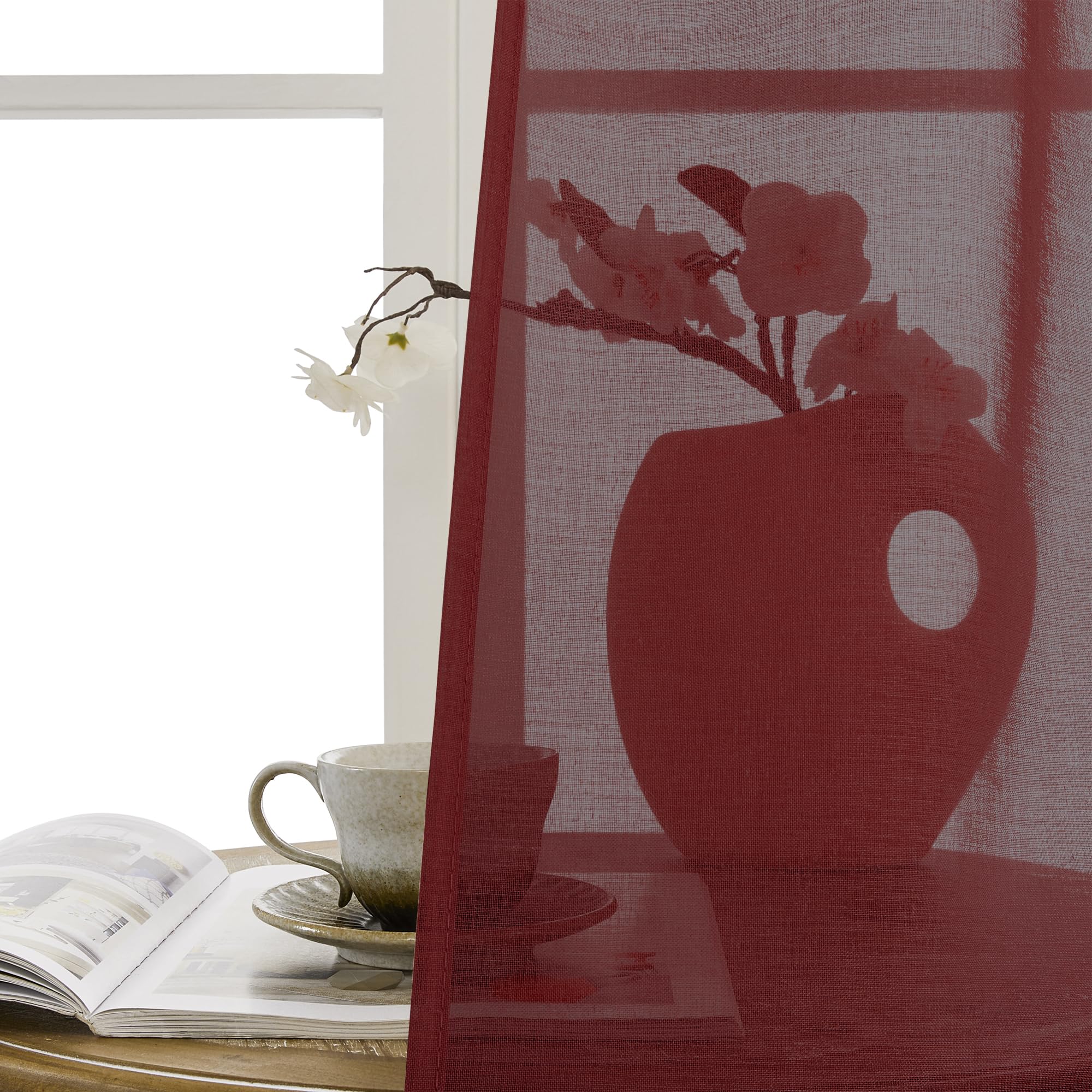 Small Sheer Door Curtain Closet Linen Textured Curtain Sheers Doorway Light Filtering Voile French Door Rod Pocket Curtains Patio Glass Doors