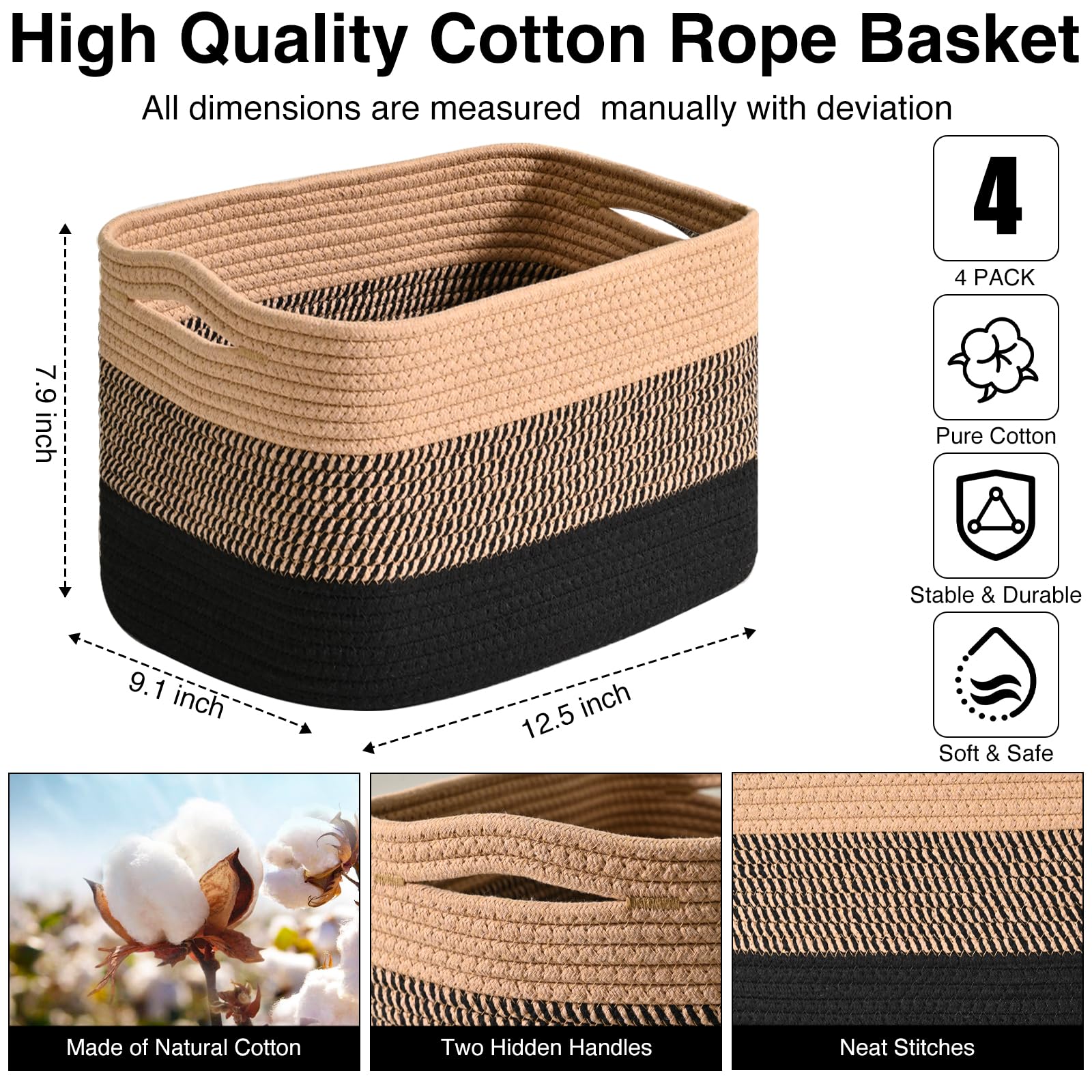 Storage Baskets for Shelves Organizing (4 Count)