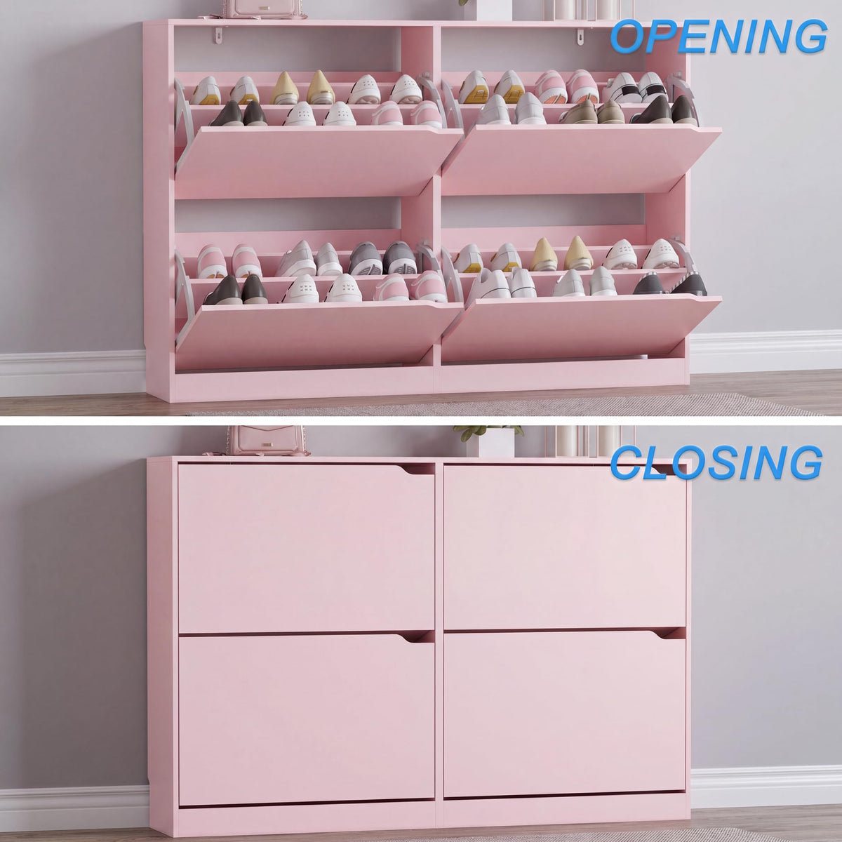 Shoe Cabinet with 4 Flip Drawers