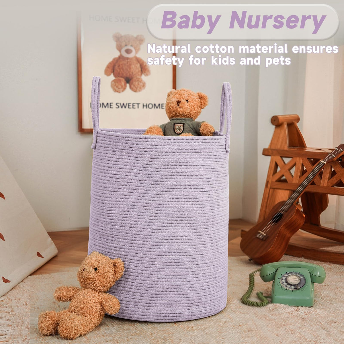 60L Cotton Rope Laundry Basket Hamper