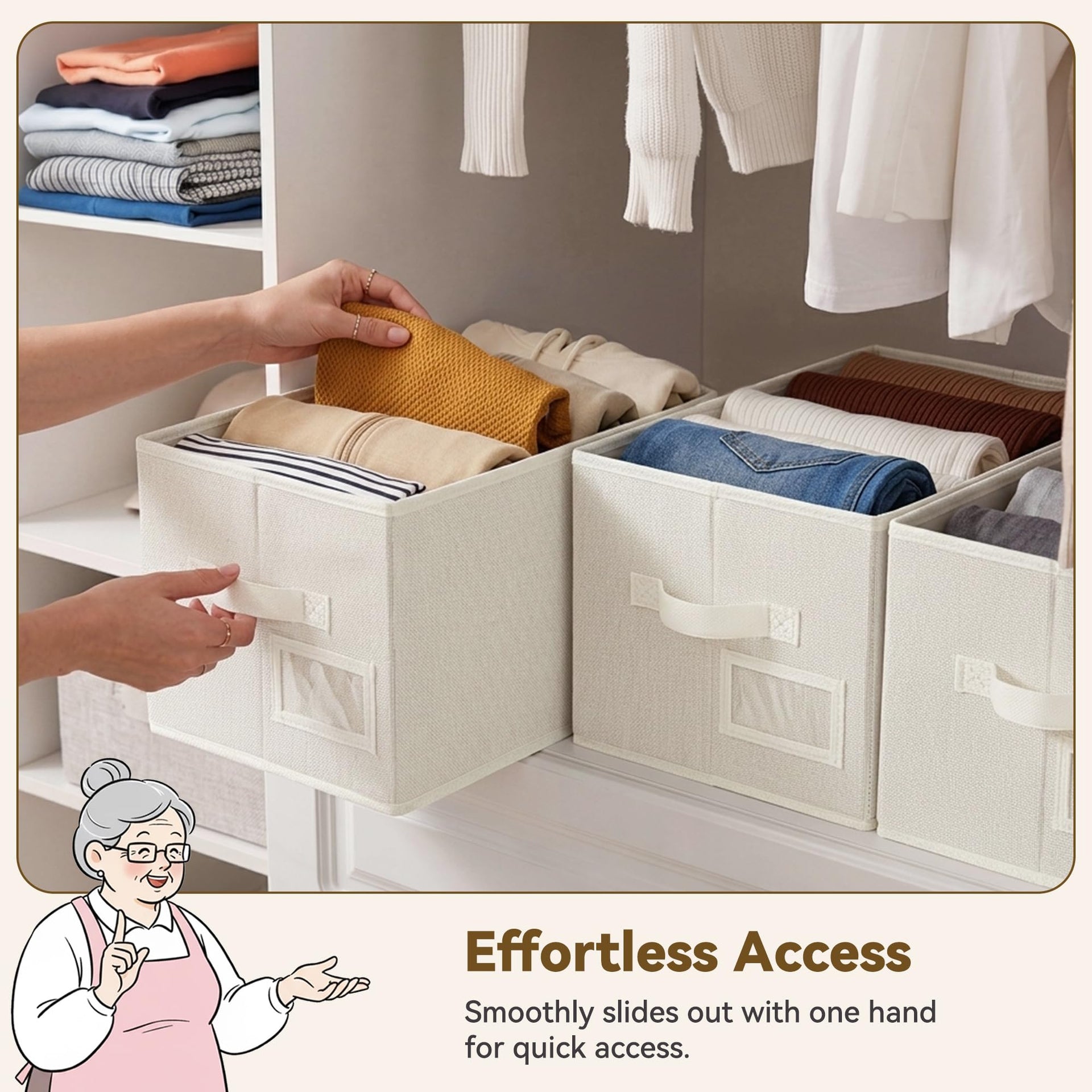 Closet Storage Bins with Label (3 Count)