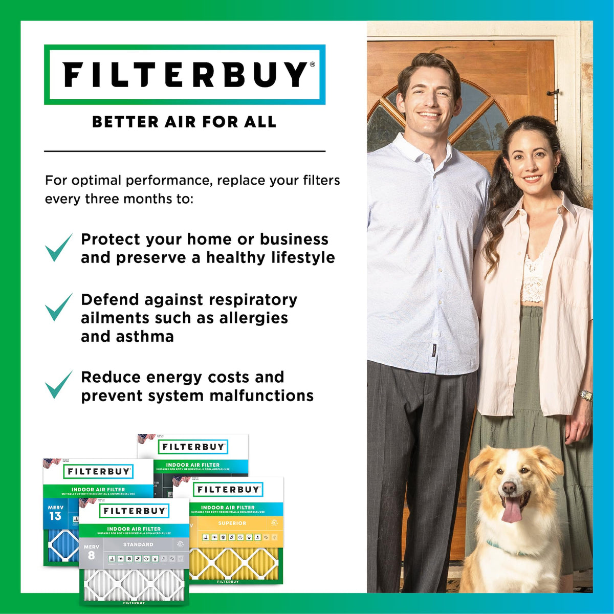 16x20x4 Air Filter MERV 8 Dust & Allergy Defense (6 Count)