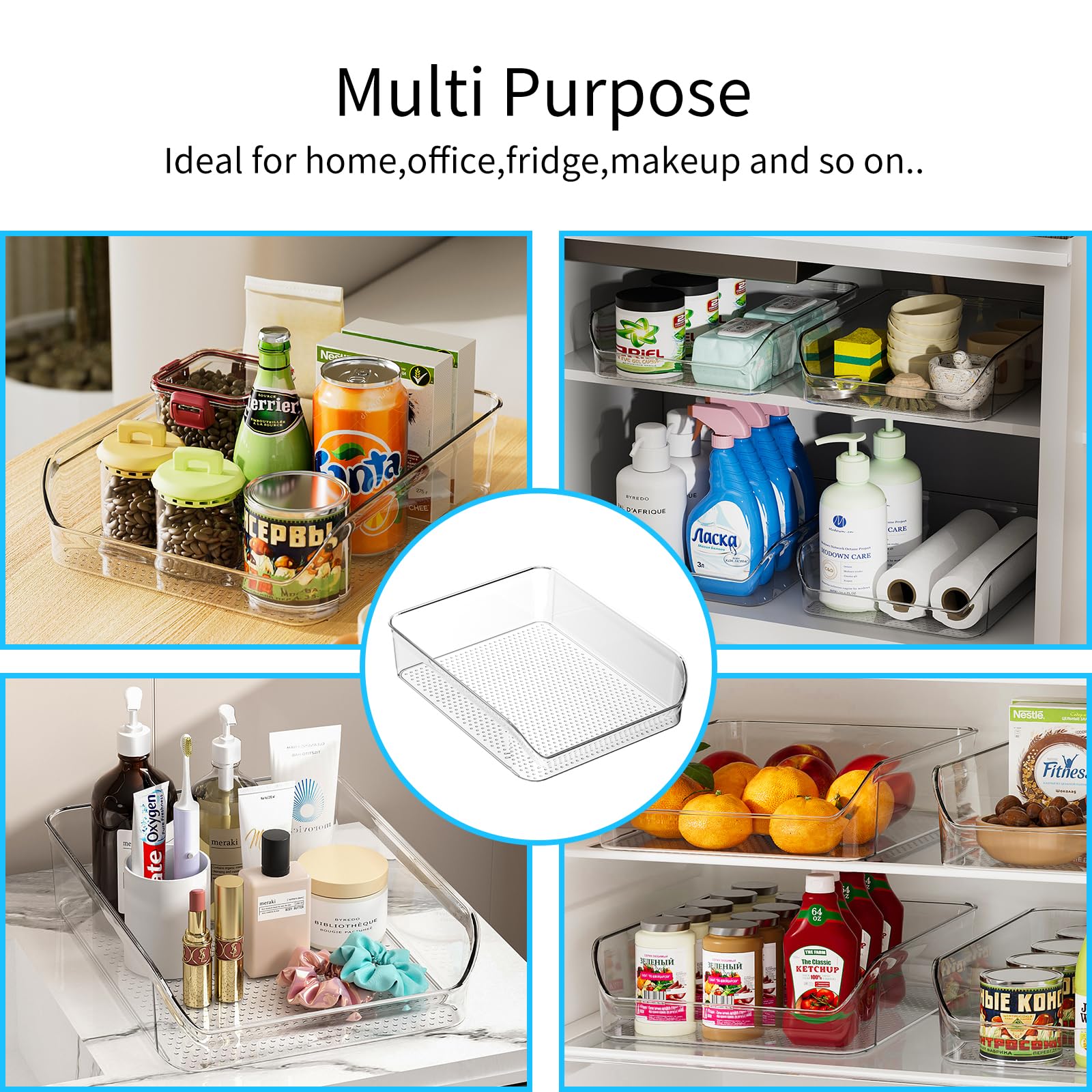 2 Pack Water Bottle Organizer Refrigerator Organizer Bins and Clear Storage Bins for Fridge