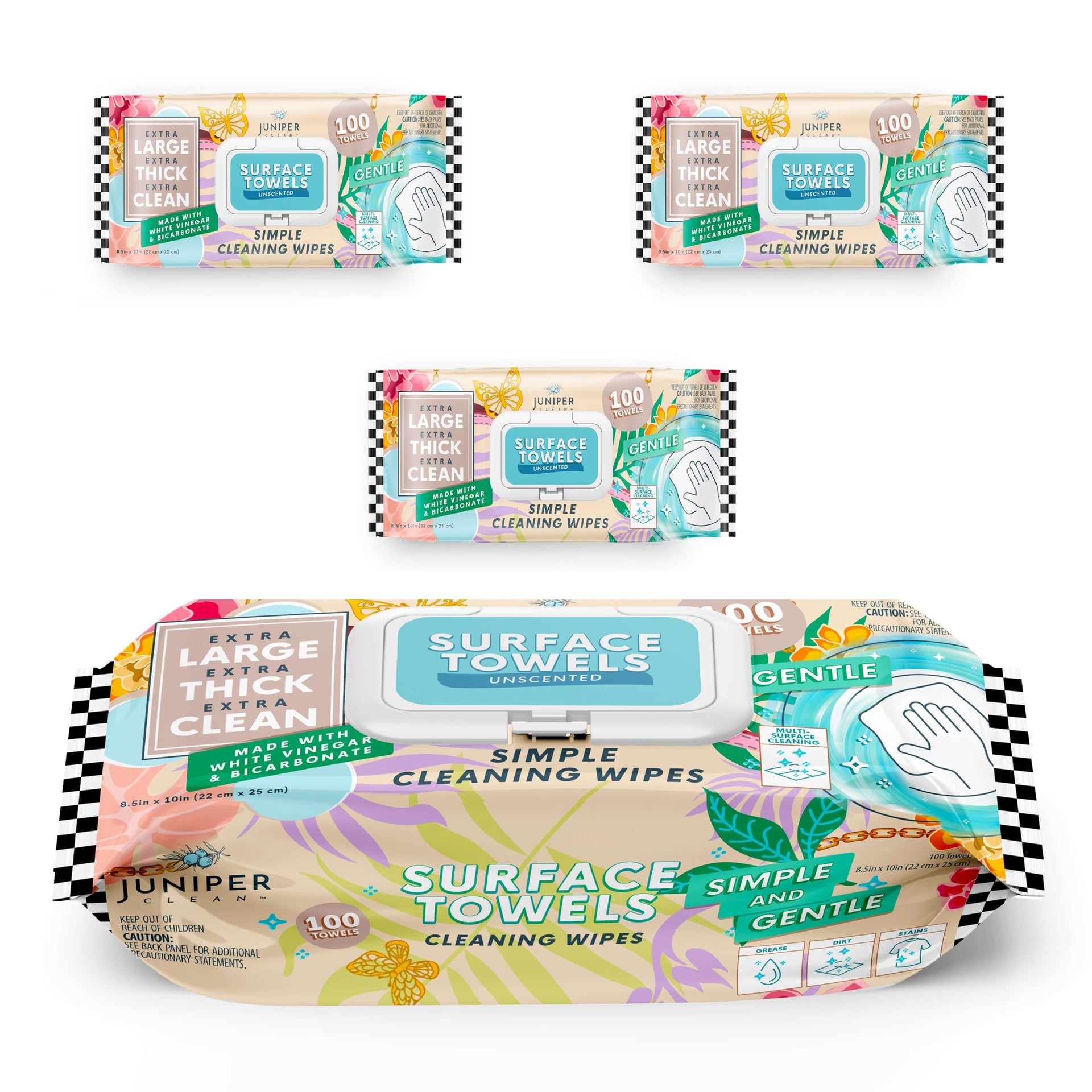 3 Packs Surface Cleaning Wipes Bleach Free (300 Count)