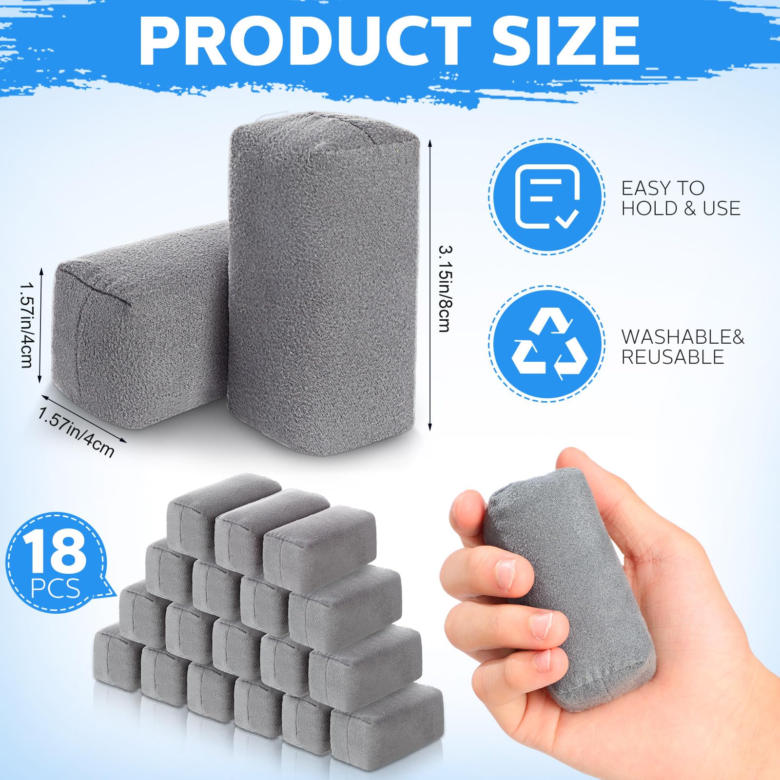 18 Pack Microfiber Applicator Pads Suede Car Detailing Sponge Ceramic Coating Applicator Pads Coating Sponge for Cars Graphene Metal Plastic Trim Ceramic Spray Applying Wax (18 Count)