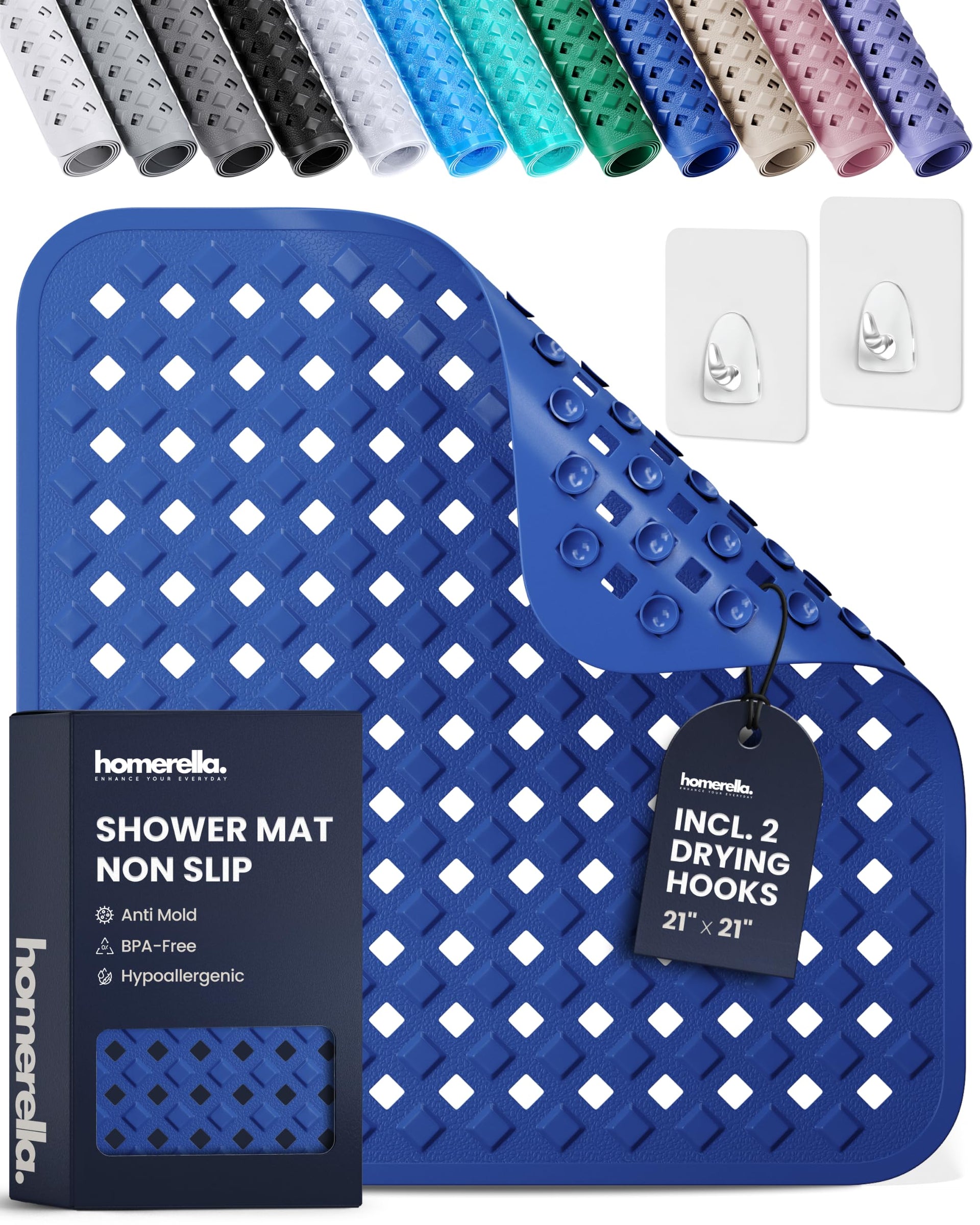 Square Shower Mat Non Slip Anti Mold 21x21 Anti Slip Shower Mat