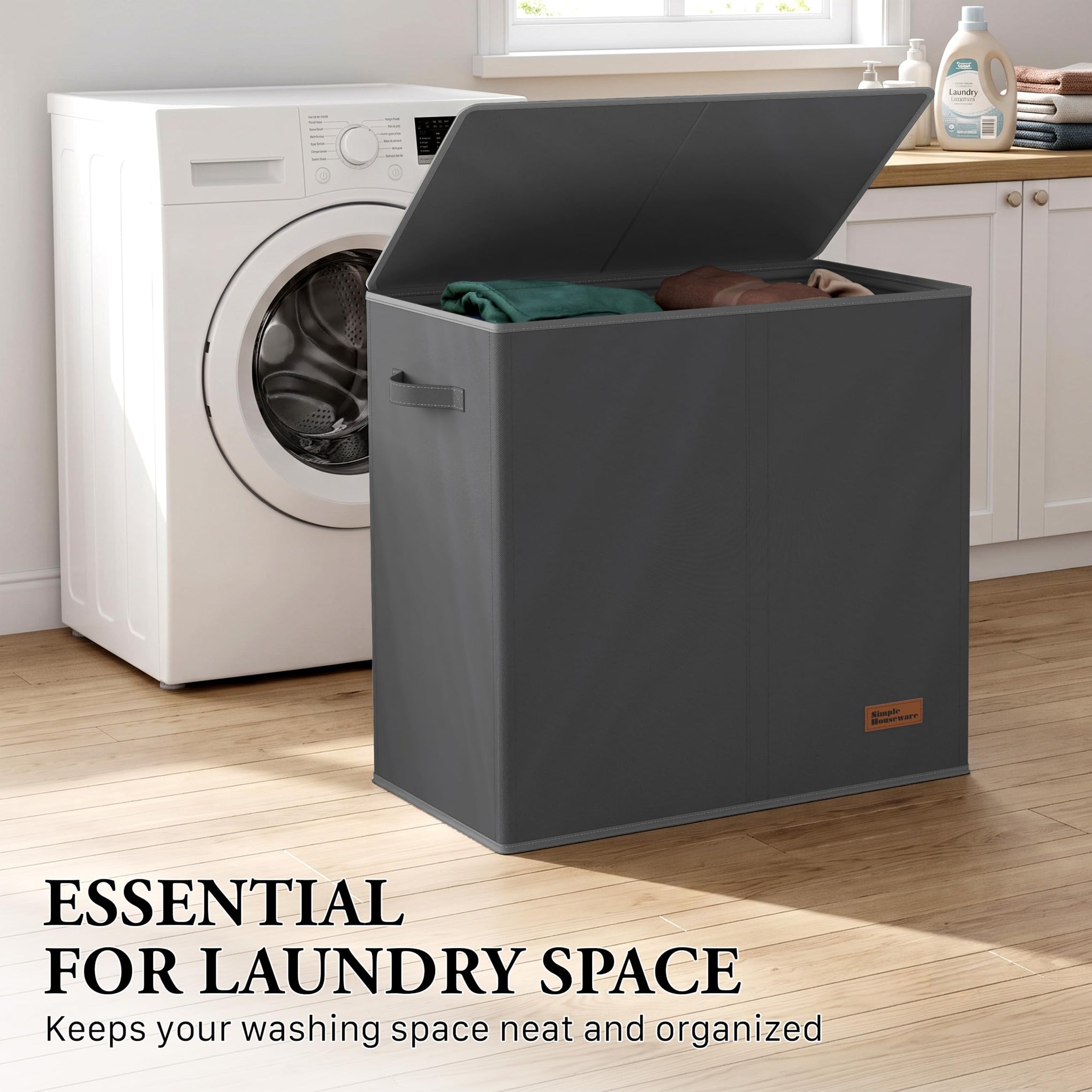 Double Laundry Hamper with Lid & Removable Bags