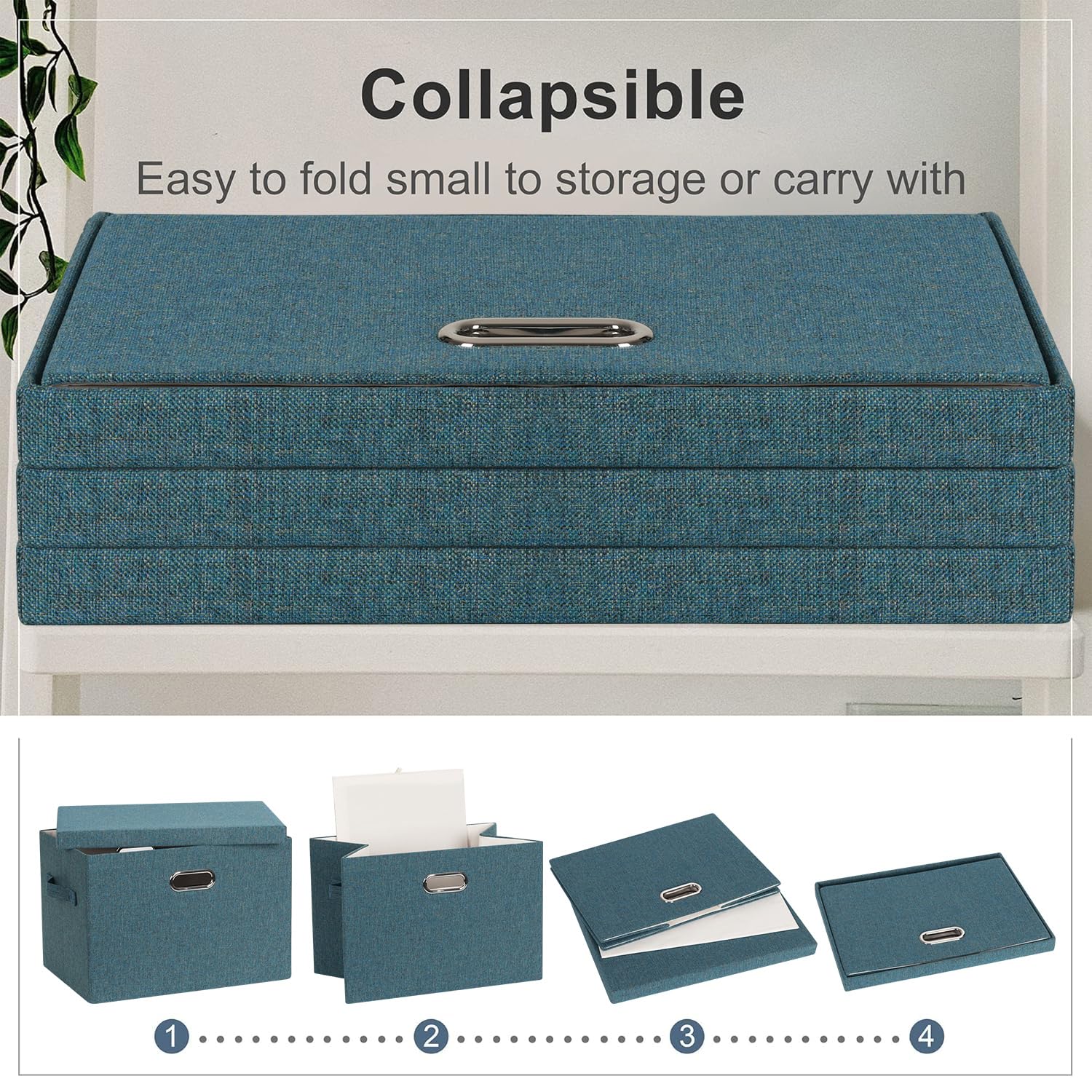 Storage Bins with Lids Fabric Closet Organizers Cubes Office Organization (3 Count)