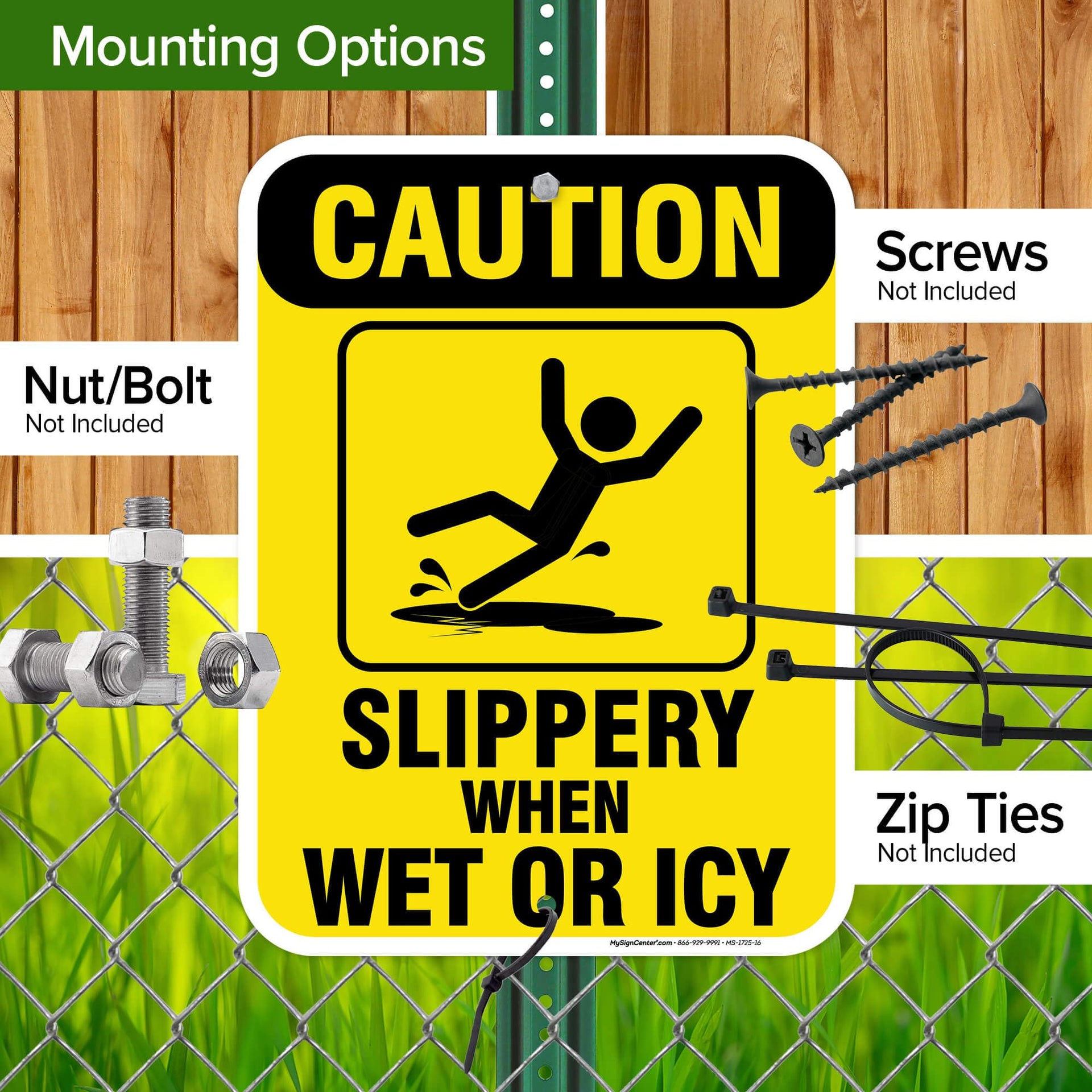 Caution Slippery When Wet Sign or ICY Sign
