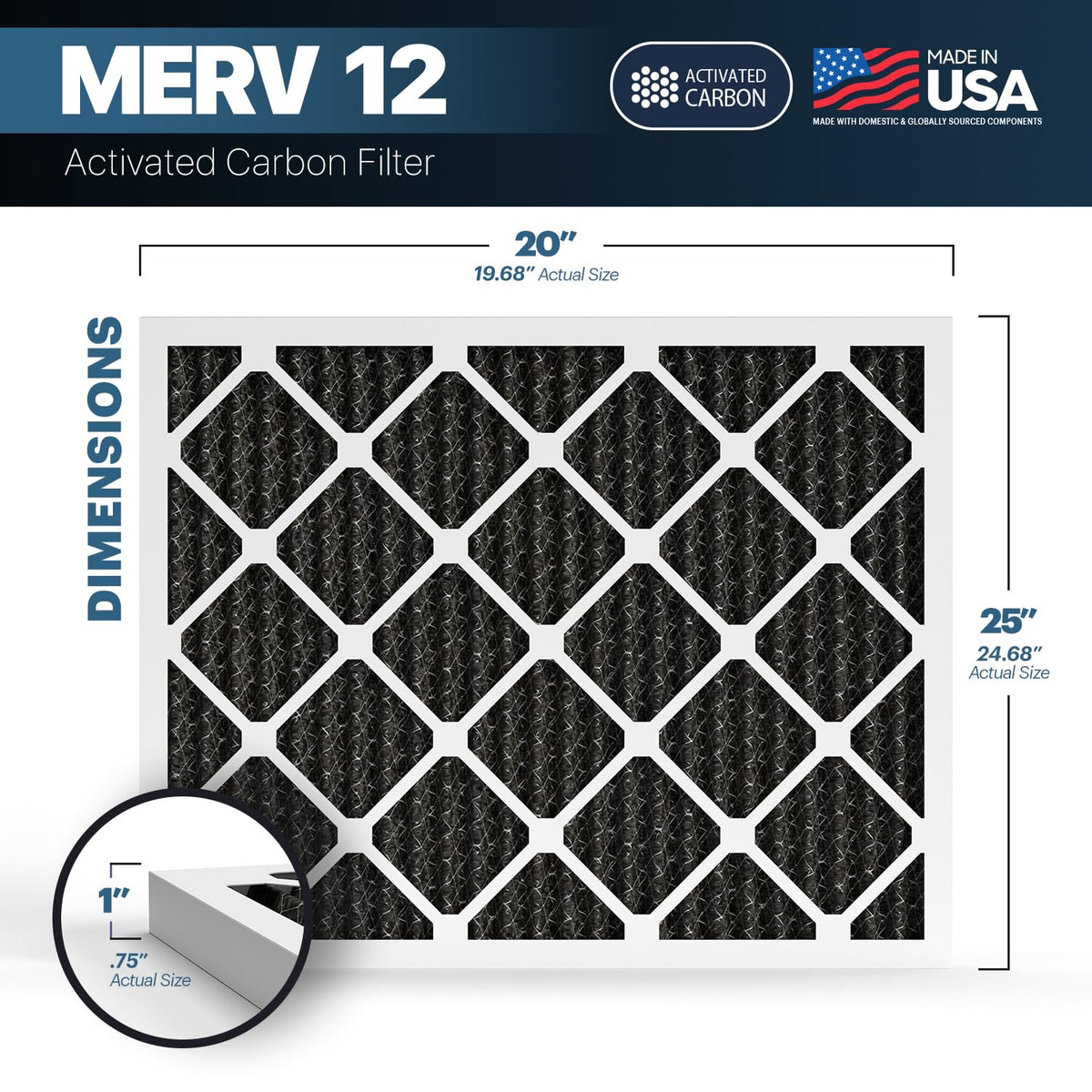 TruFilter 20x25x1 MERV 12 Odor Defense (6 Count)