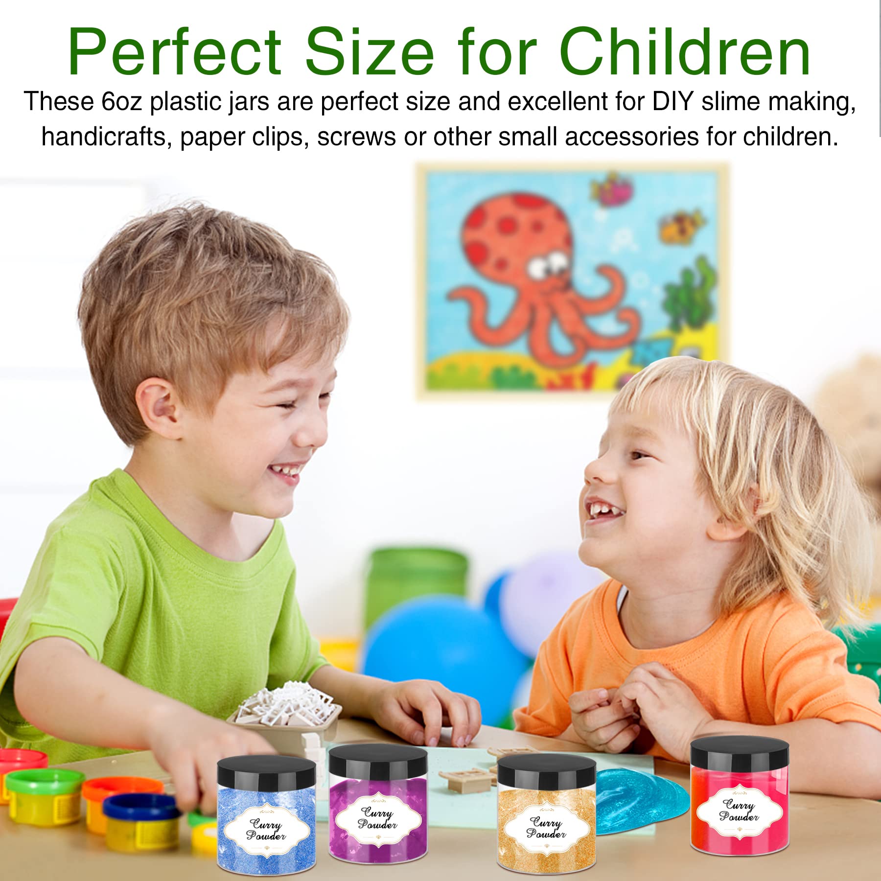 6 OZ Plastic Jars with Lids (48 Count)