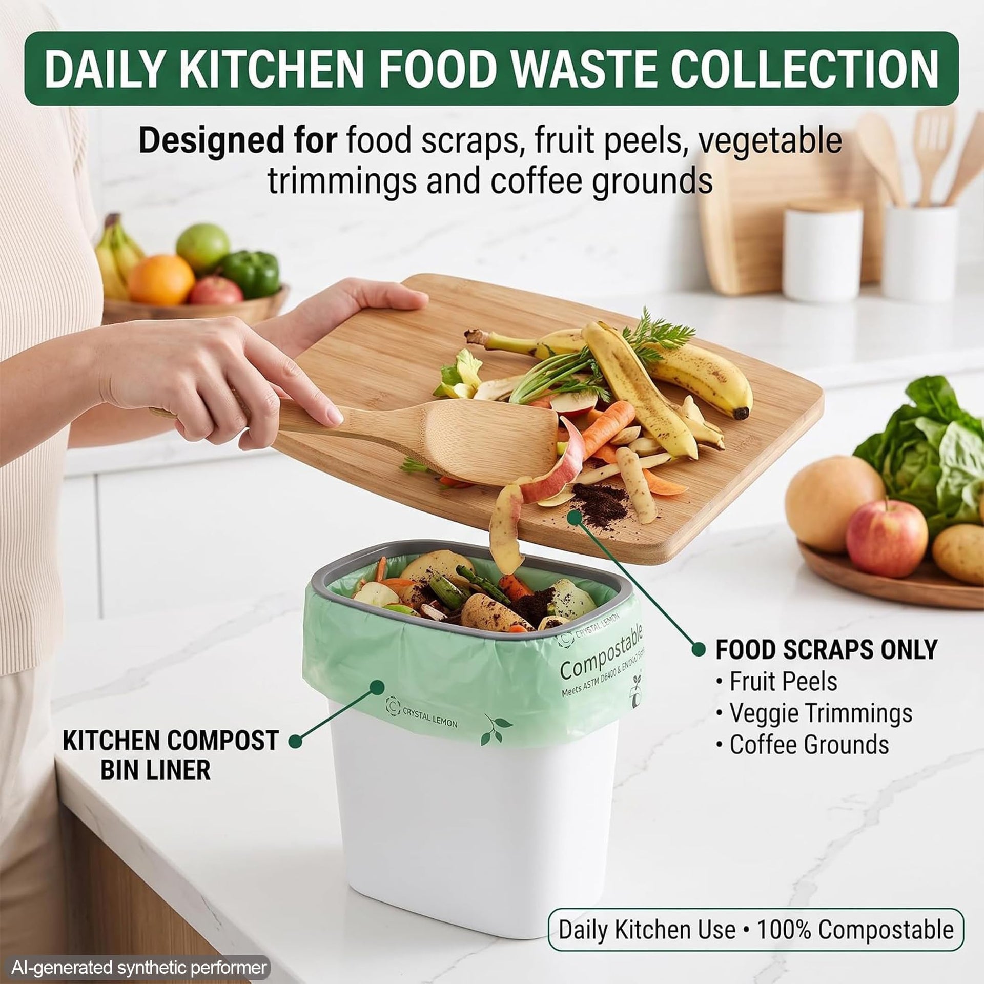 Compostable Trash Bags 6 Gallon (50 Count)