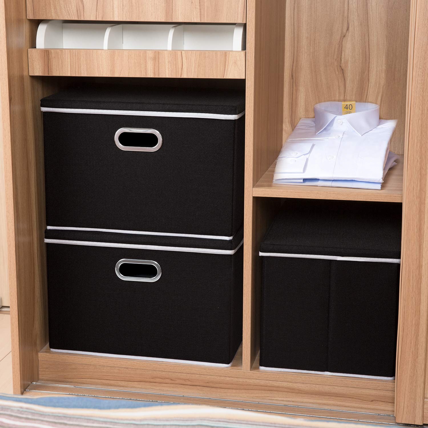 Large Foldable Storage Boxes with Lids [5 (5 Count)