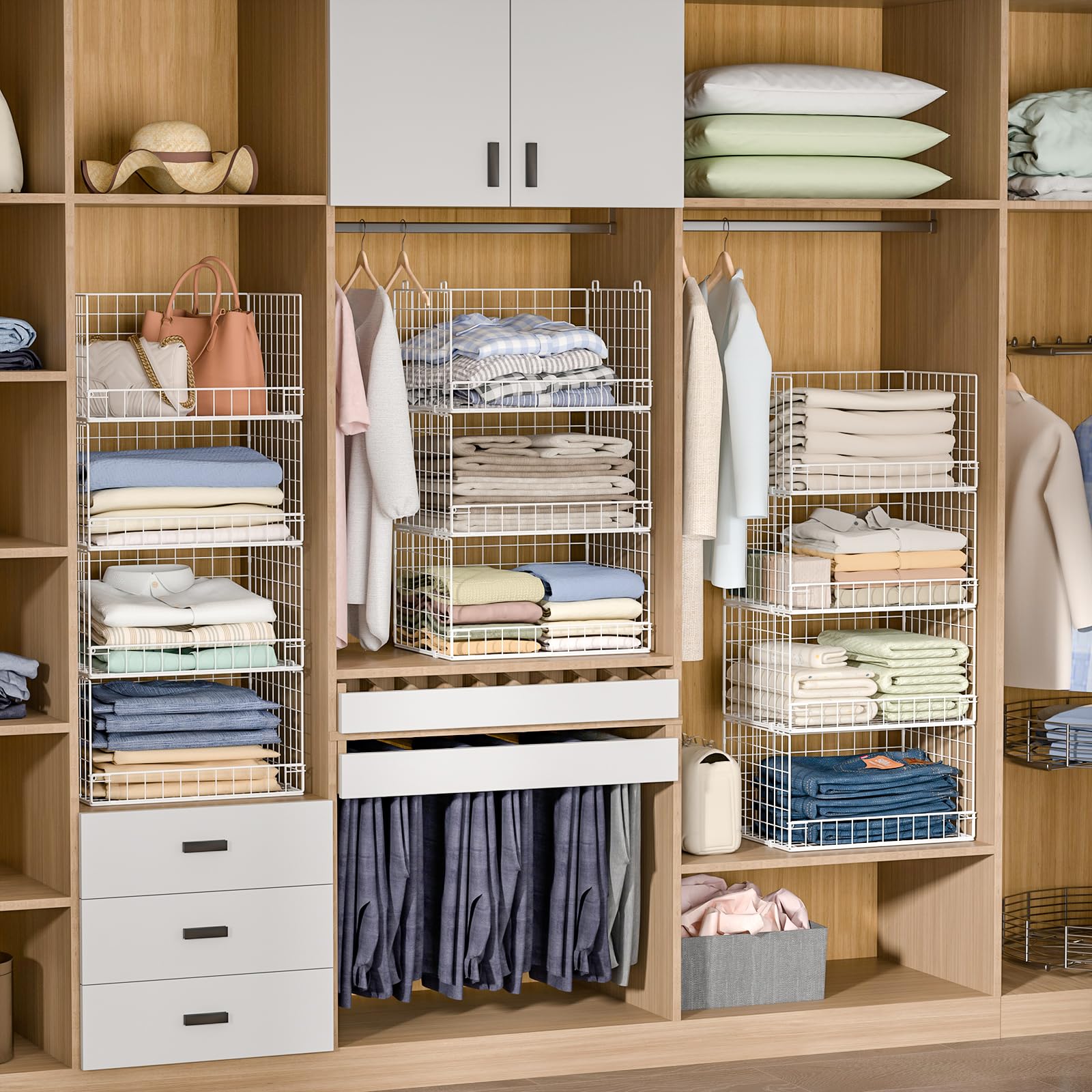4 Tier Stackable Closet Organizers and Storage Basket