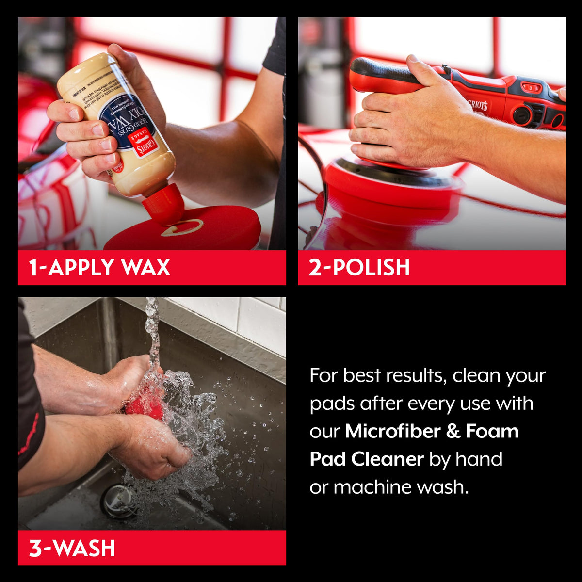 6.5” Red Foam Waxing Pads for Car Detailing (2 Count)