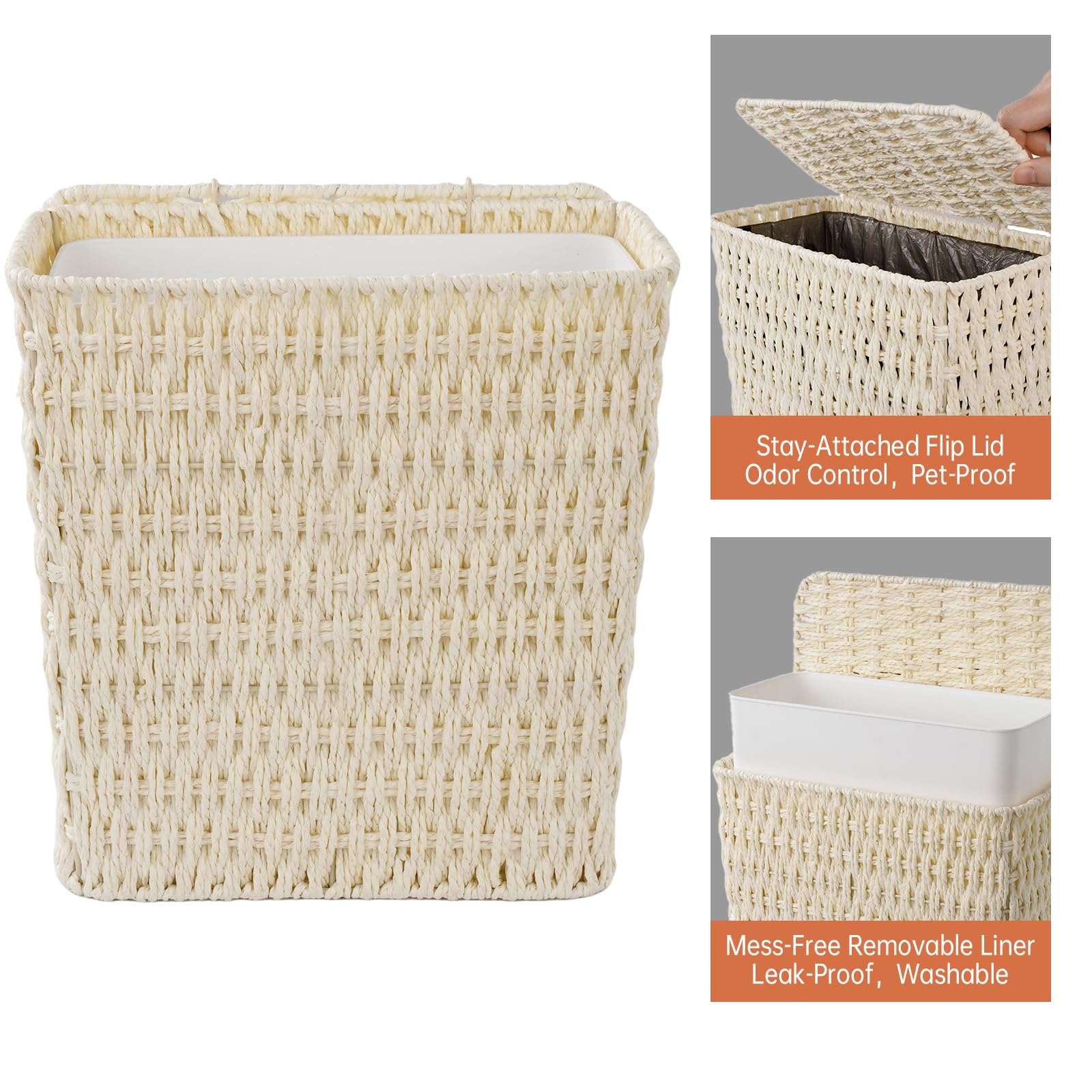 3 Gallon Paper Rope Bathroom Trash Can