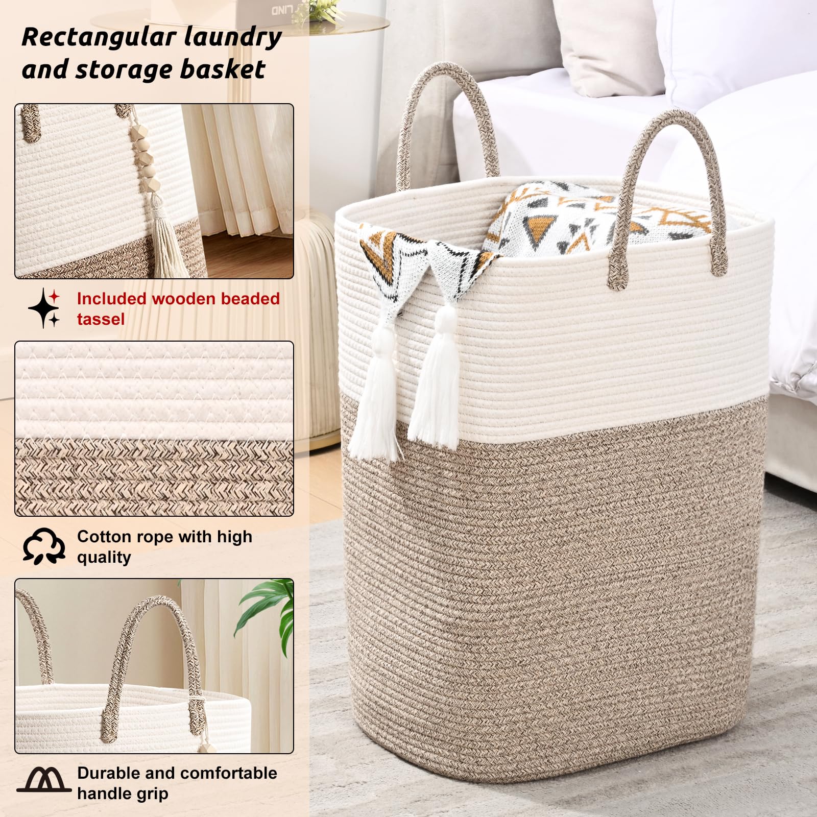 Woven Laundry Basket for Clothes (81.12 Ounce)