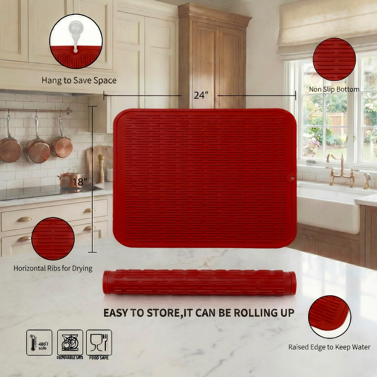 Silicone Dish Drying Mat for Multiple Usage