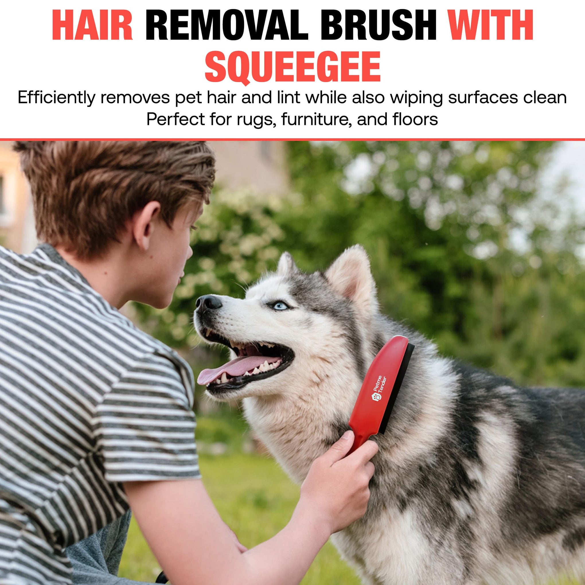 Hybrid Dog Pet Hair Removal Broom with Squeegee