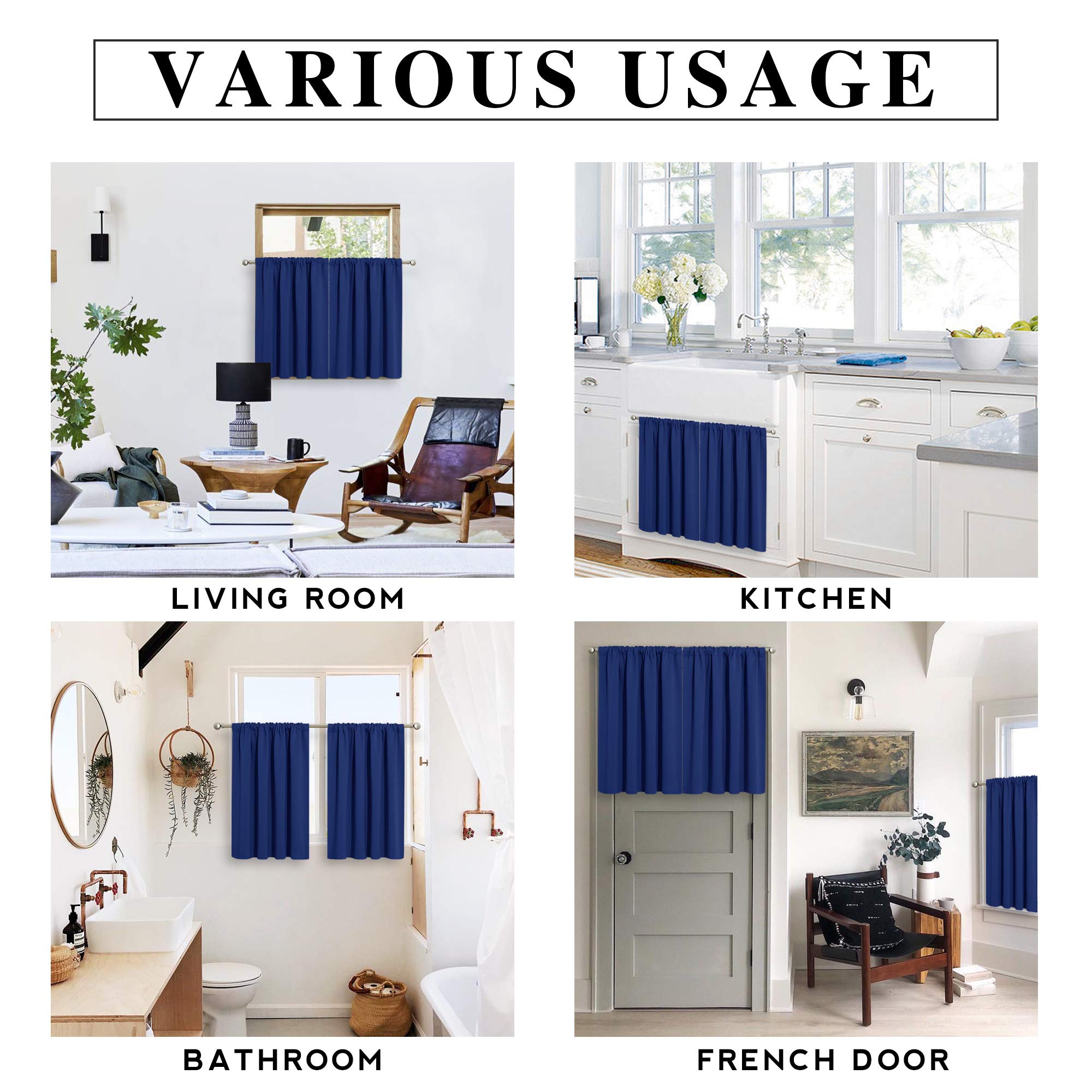Cafe Blackout Curtains 24 inch Length