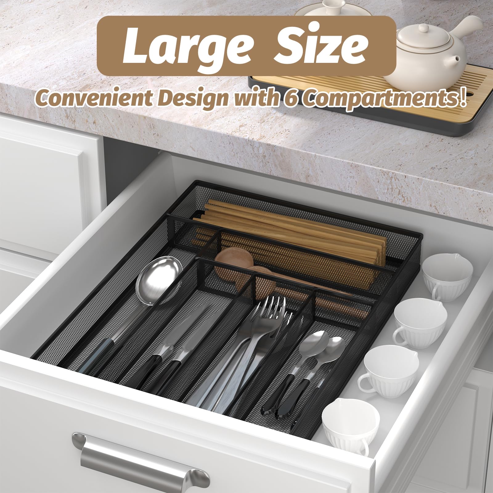 mesh silverware tray for drawer