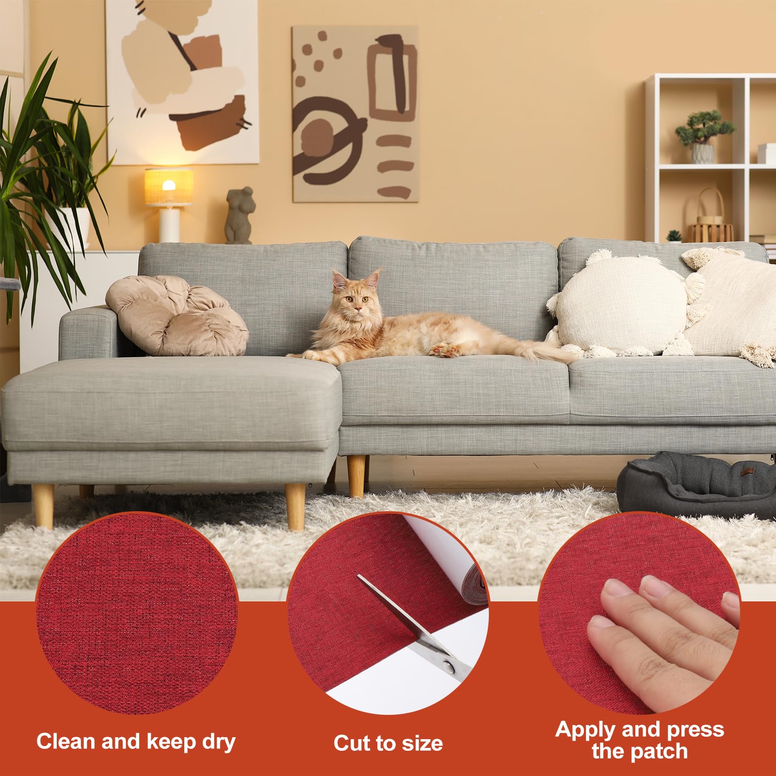 Self Adhesive Leather Furniture Patches Tape 70x6.2 Wine Red